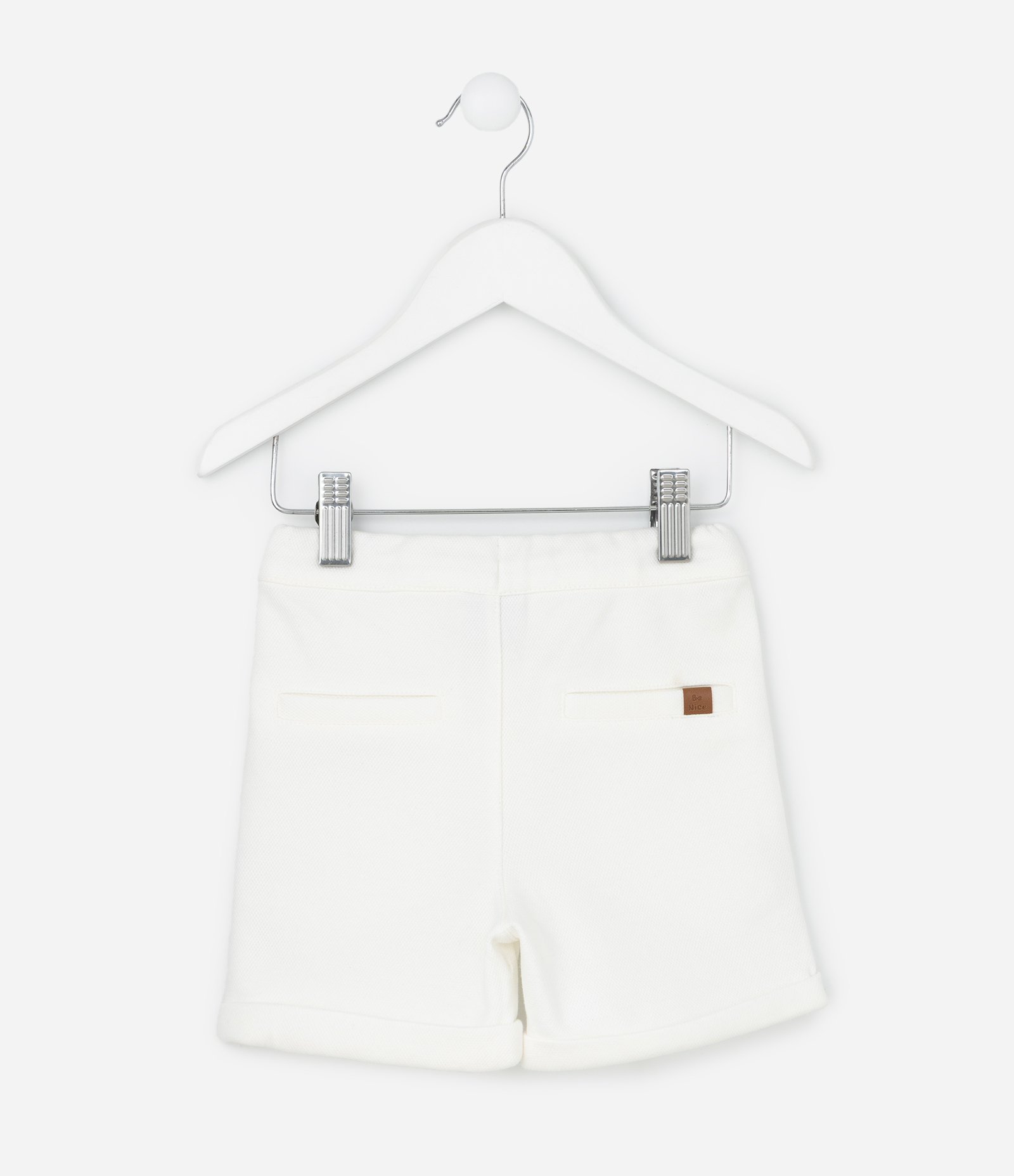 Bermuda Infantil em Piquet com Barra Dobrada - Tam 1 a 4 Anos Branco 3