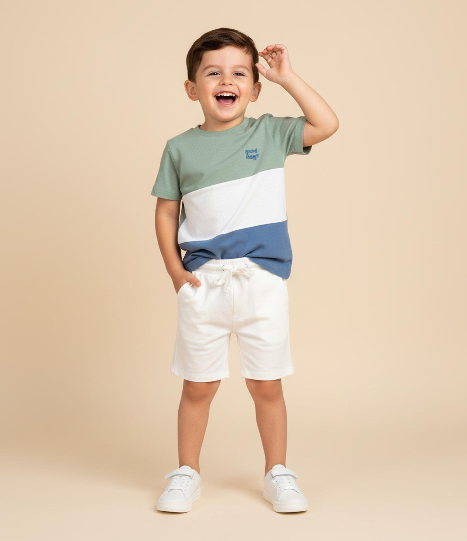 Bermuda Infantil em Piquet com Barra Dobrada - Tam 1 a 4 Anos Branco 1