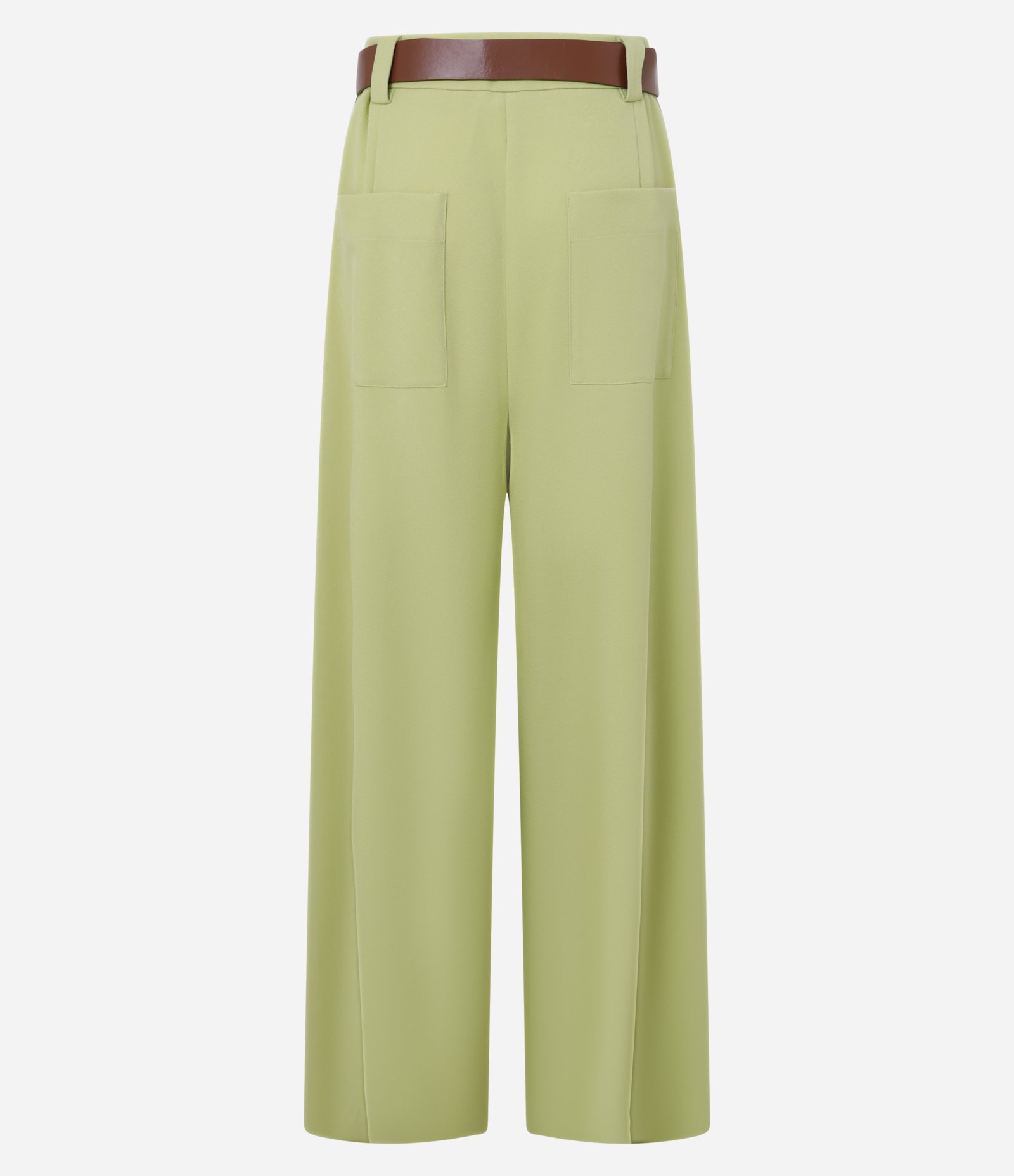 Calça Wide Leg Alfaiatada com Linho e Cinto de Fivela Torcida Verde Abacate 7