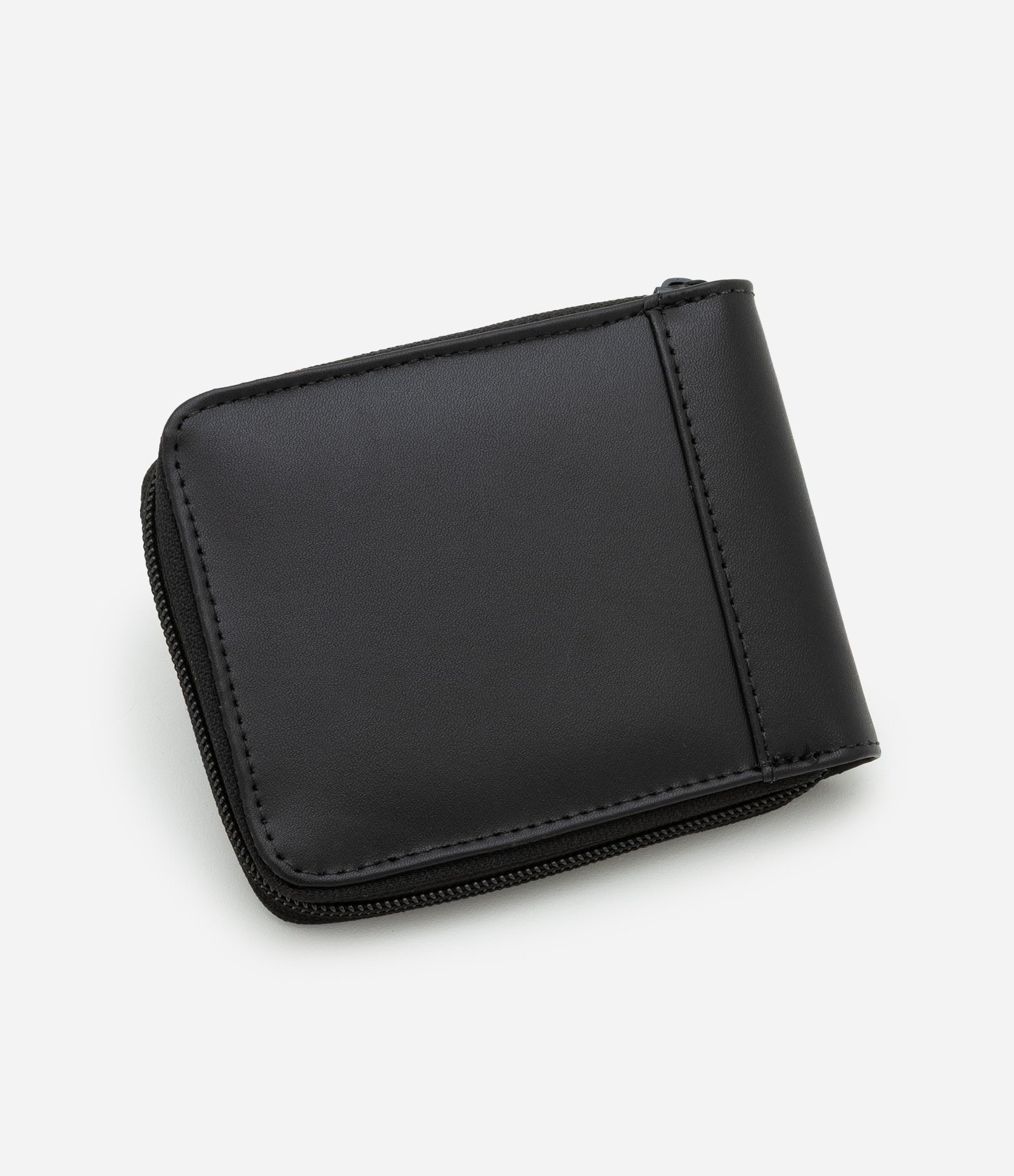 Carteira Dobrável em Couro com Zíper Preto 1