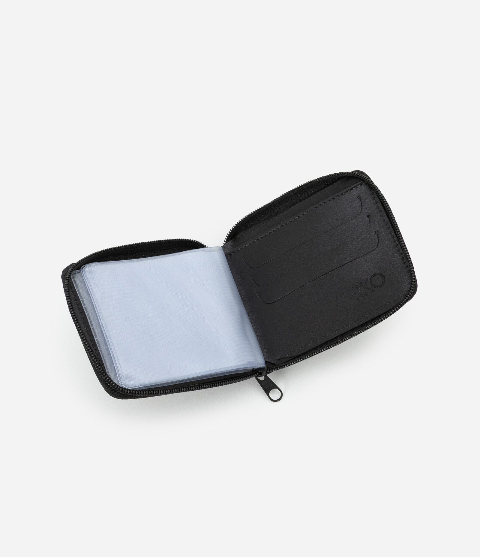 Carteira Dobrável em Couro com Zíper Preto 4