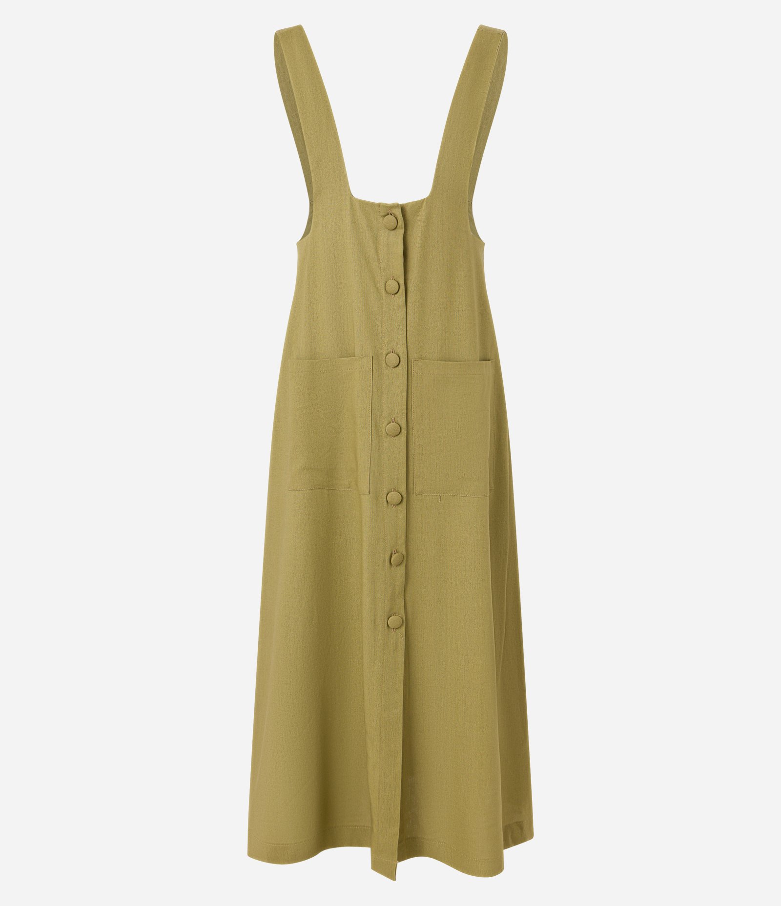 Vestido Midi em Viscolinho com Botões e Bolsos Verde 4