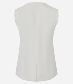 Colete Longo com Gola Redonda e Botões Forrados