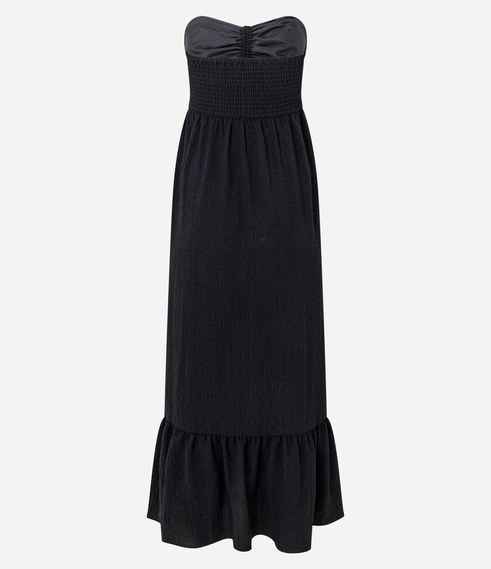 Vestido Evasê Midi em Airflow com Decote Coração Preto 8