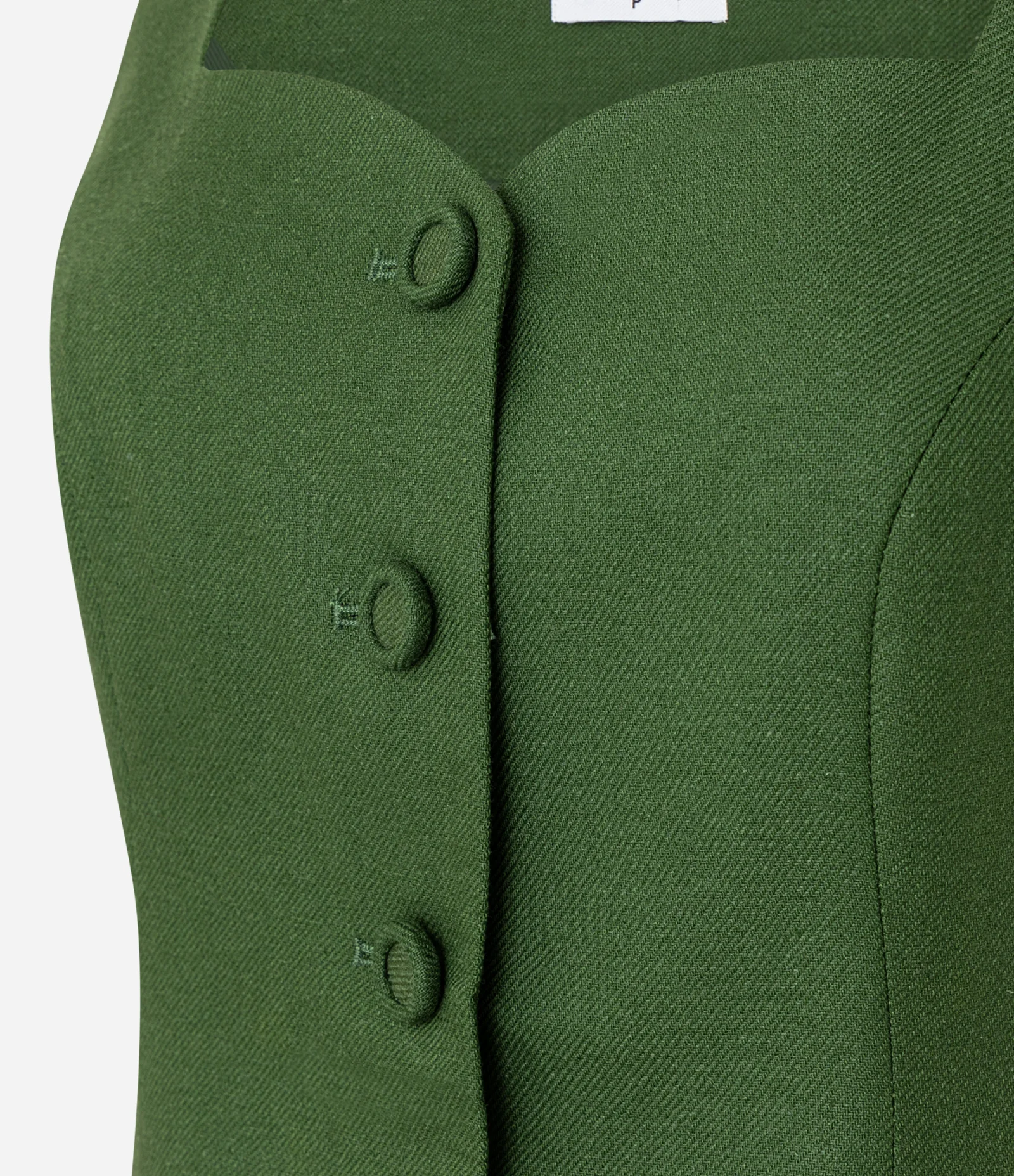 Colete Alfaiatado Acinturado em Viscolinho com Barra V Verde 6