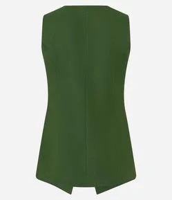 Colete Alfaiatado Acinturado em Viscolinho com Barra V