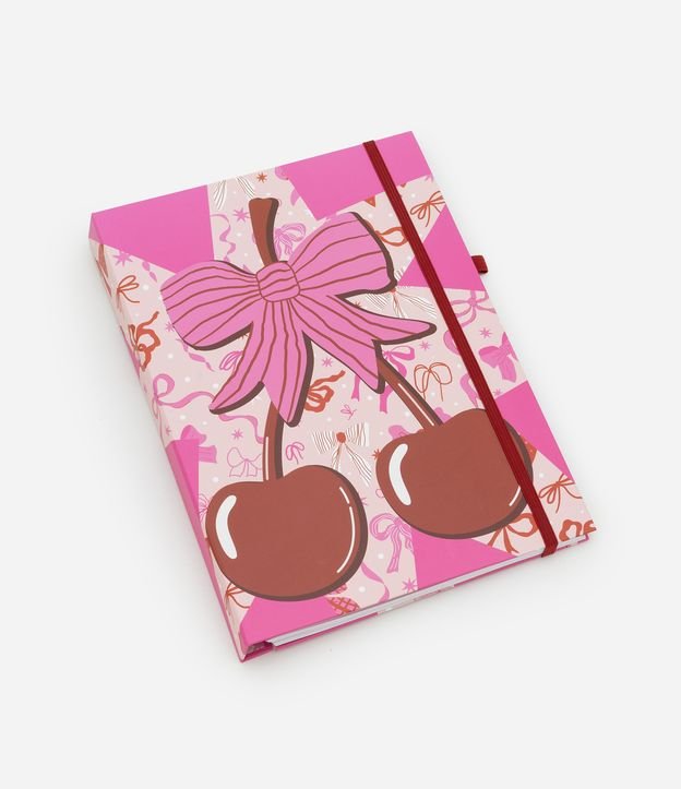 Planner com Estampa de Cereja com Lacinho Pautada