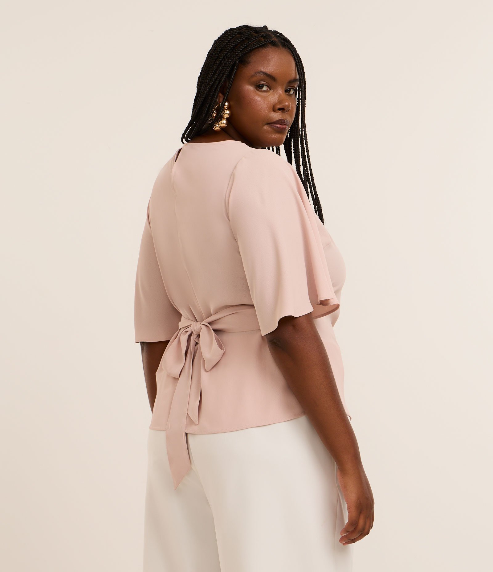 Blusa em Crepe com Amarração na Cintura Curve & Plus Size Rosa 4