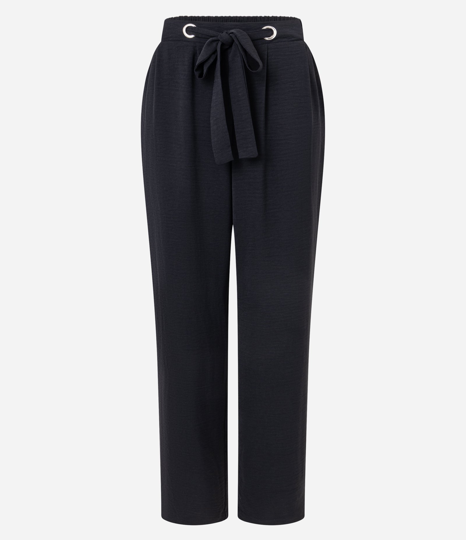 Calça Reta Cintura Alta com Amarração na Cintura Preto 5