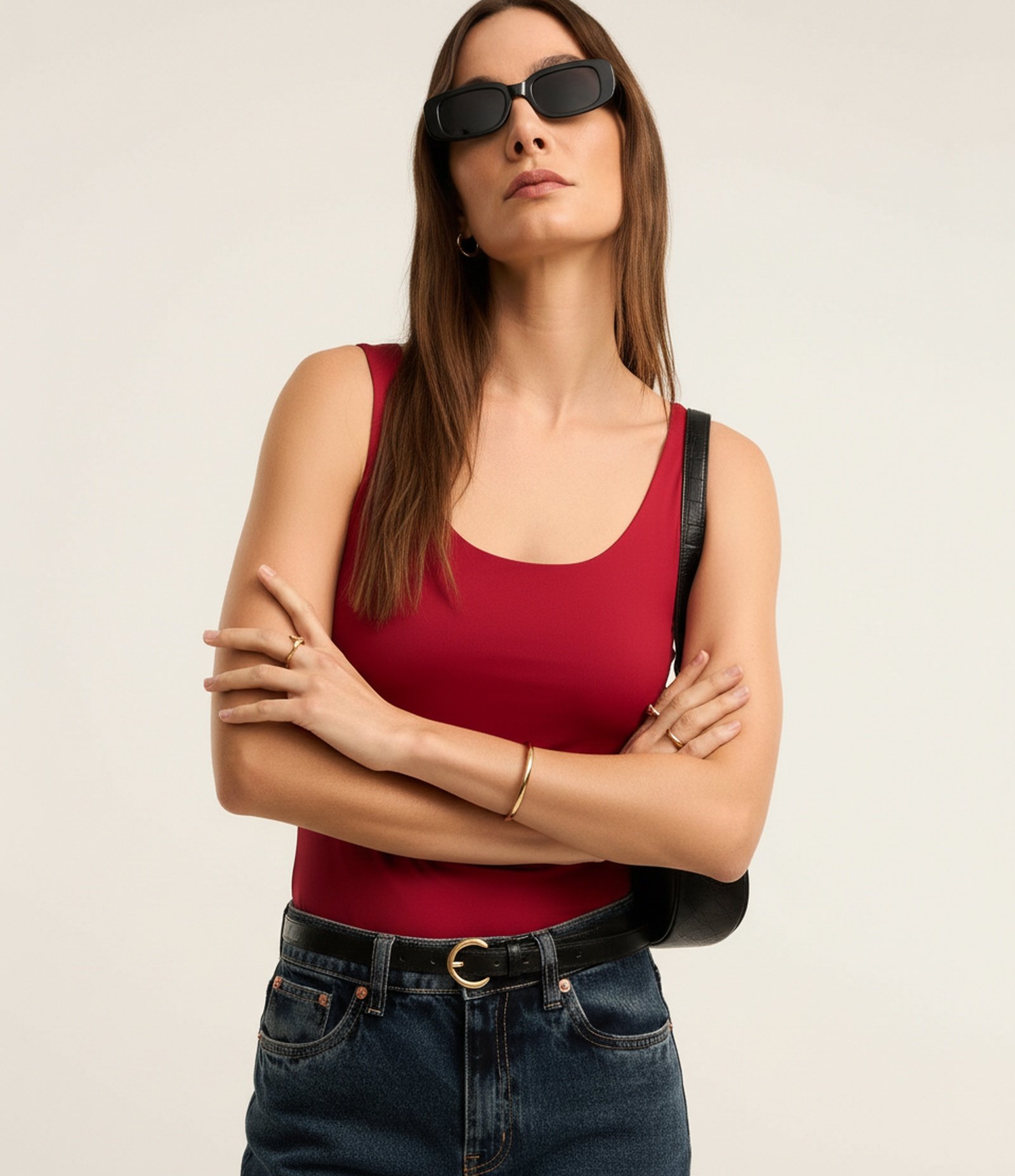 Blusa em Poliamida com Decote U e Alça Larga Vermelho Vivo 4