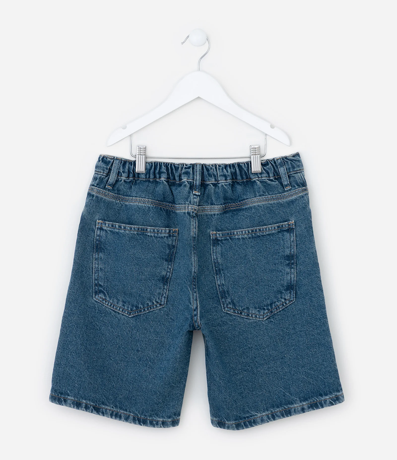 Bermuda Infantil em Jeans com Bolsos - Tam 5 a 14 Anos Azul Médio 2