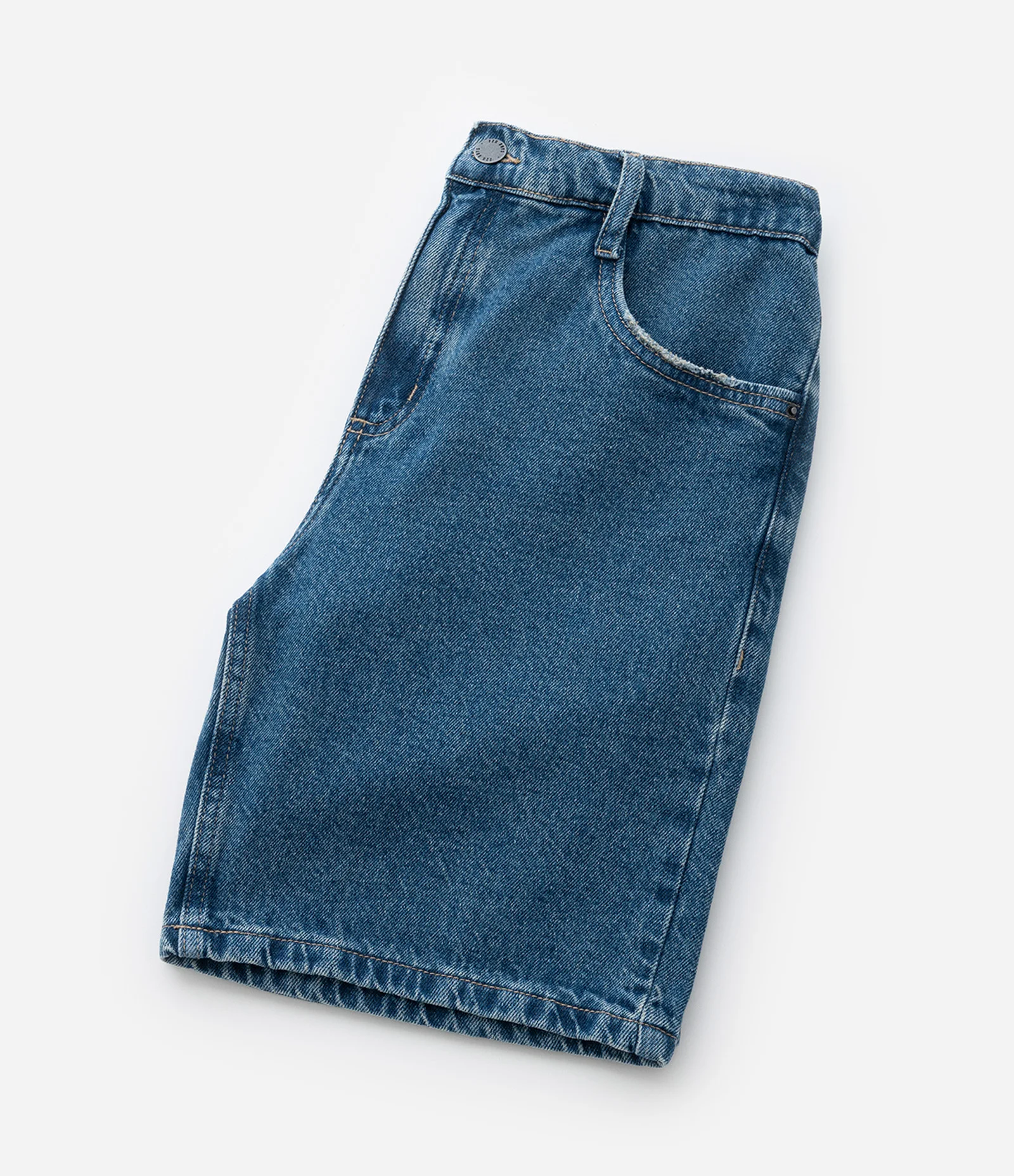 Bermuda Infantil em Jeans com Bolsos - Tam 5 a 14 Anos Azul Médio 4