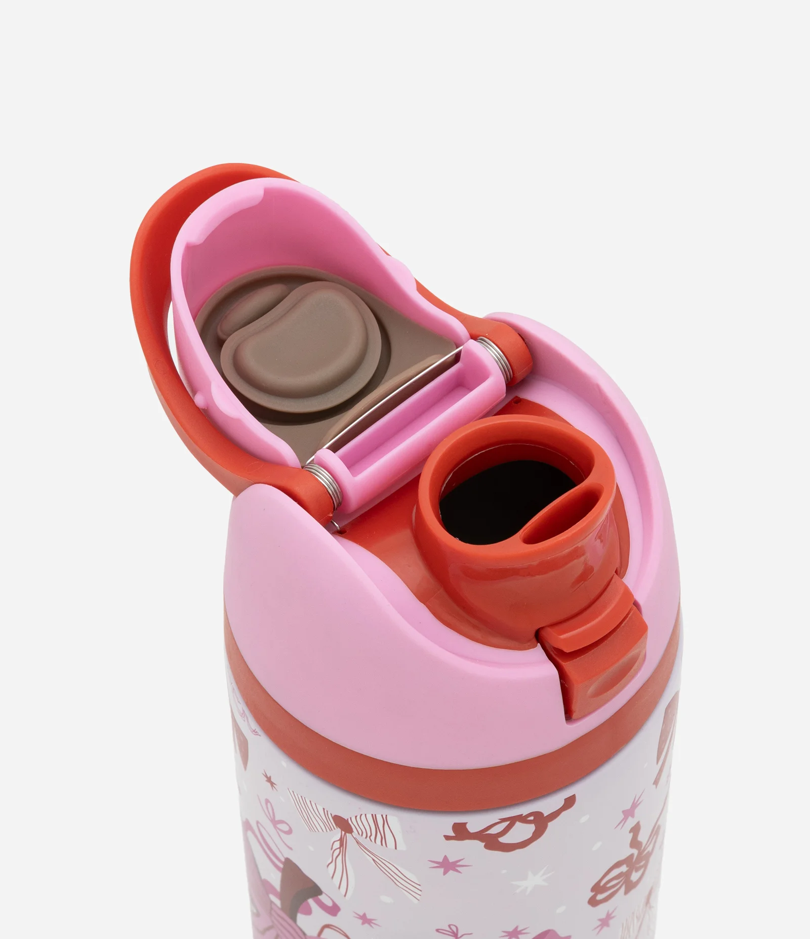 Garrafa Térmica em Metal com Estampa de Laço e Cereja Rosa 2