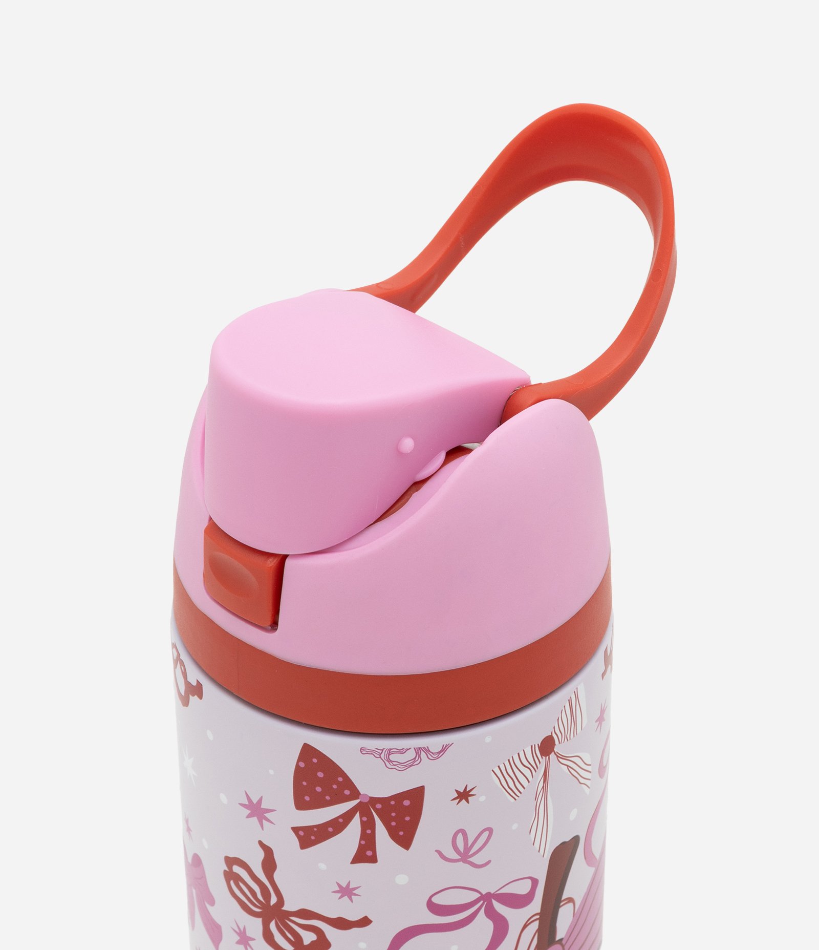 Garrafa Térmica em Metal com Estampa de Laço e Cereja Rosa 3