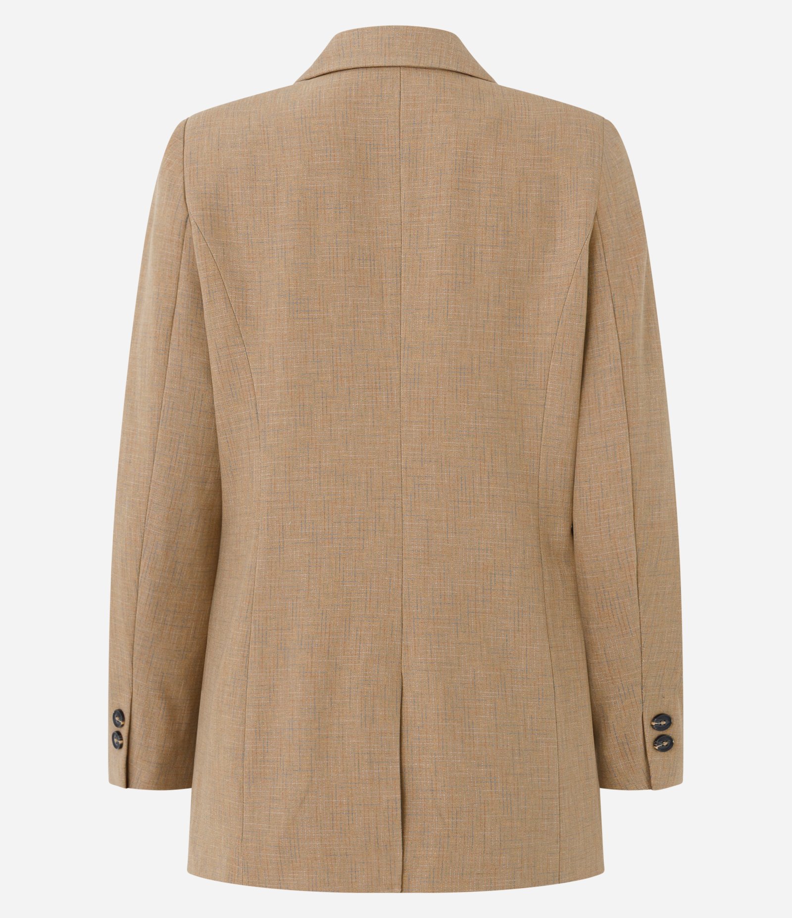 Blazer Comfort Alfaiatado com Lapelas e Linhas Pontilhadas Bege Escuro 9