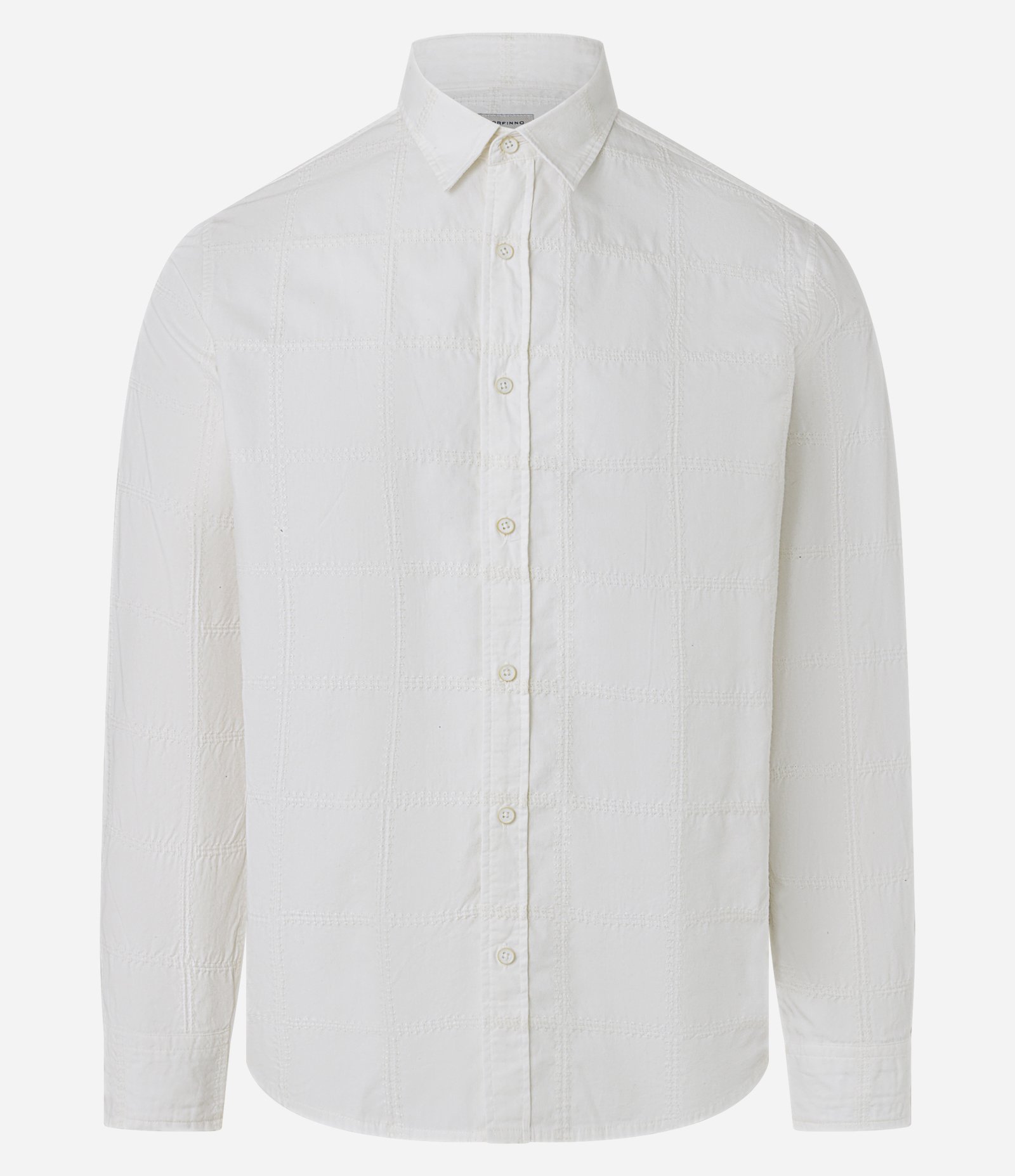 Camisa em Algodão com Bordado Quadriculado Texturizada Off White 9