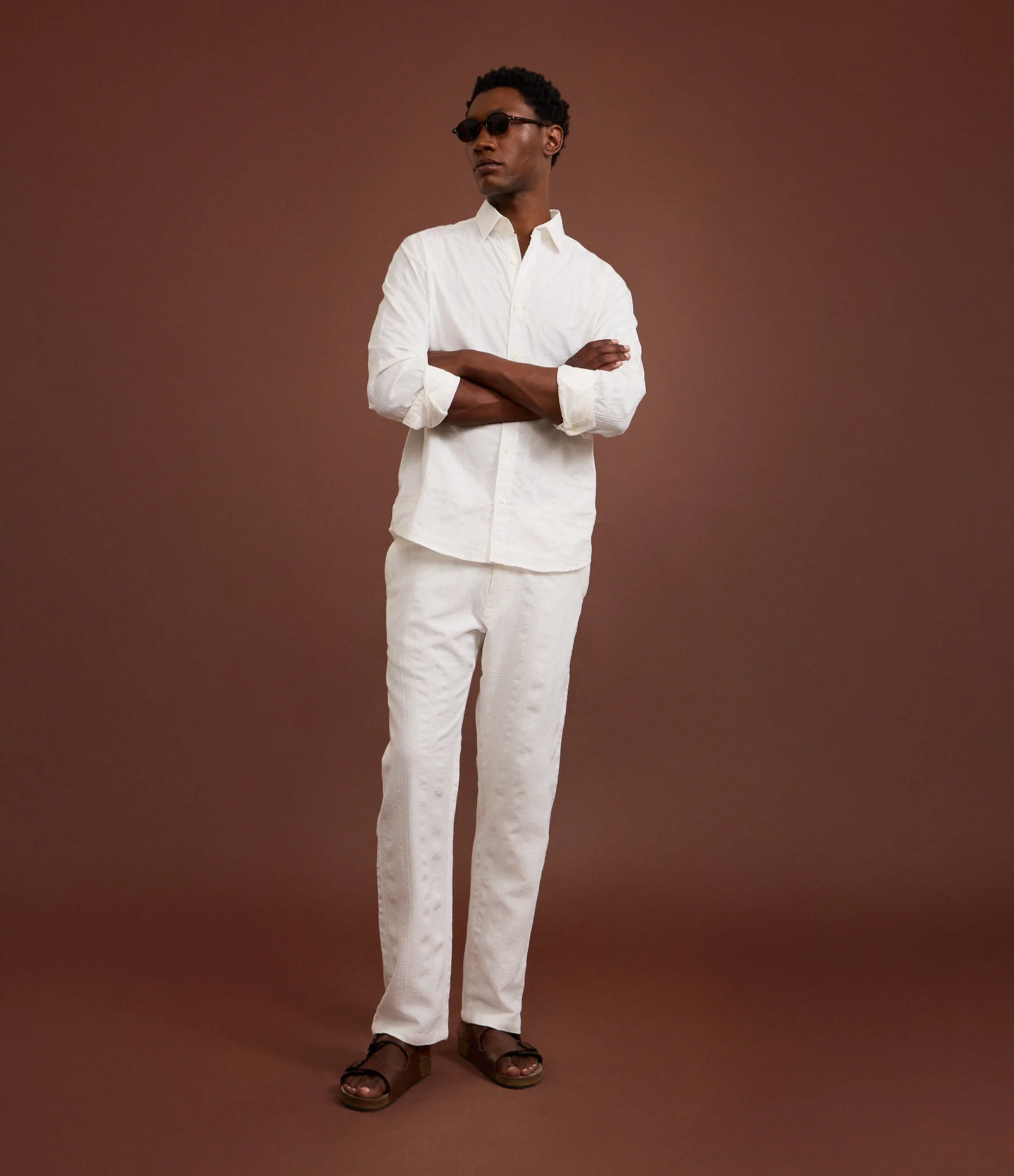 Camisa em Algodão com Bordado Quadriculado Texturizada Off White 5