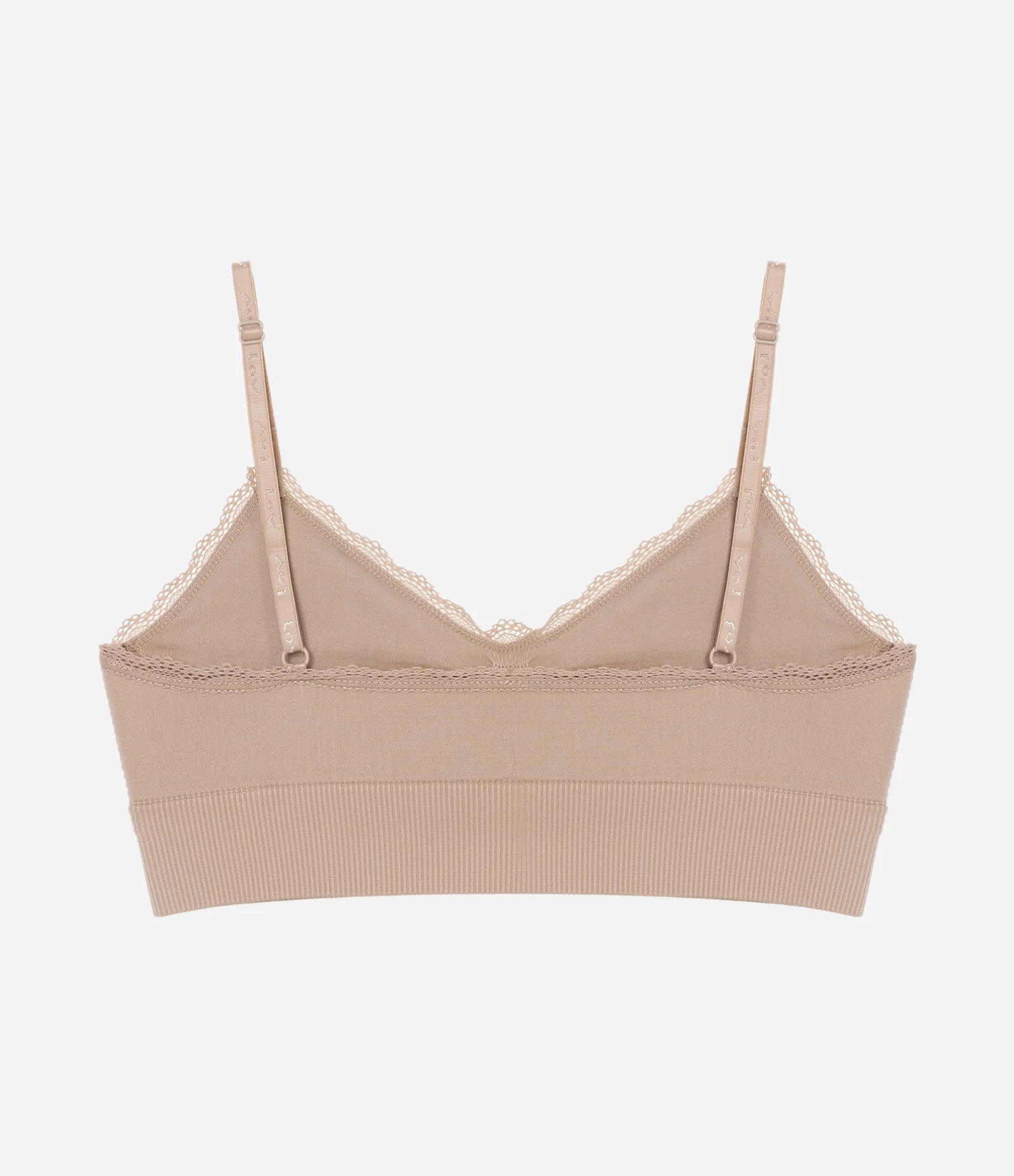 Sutiã Top Alongado Seamless com Detalhe de Rendinha Bege 2