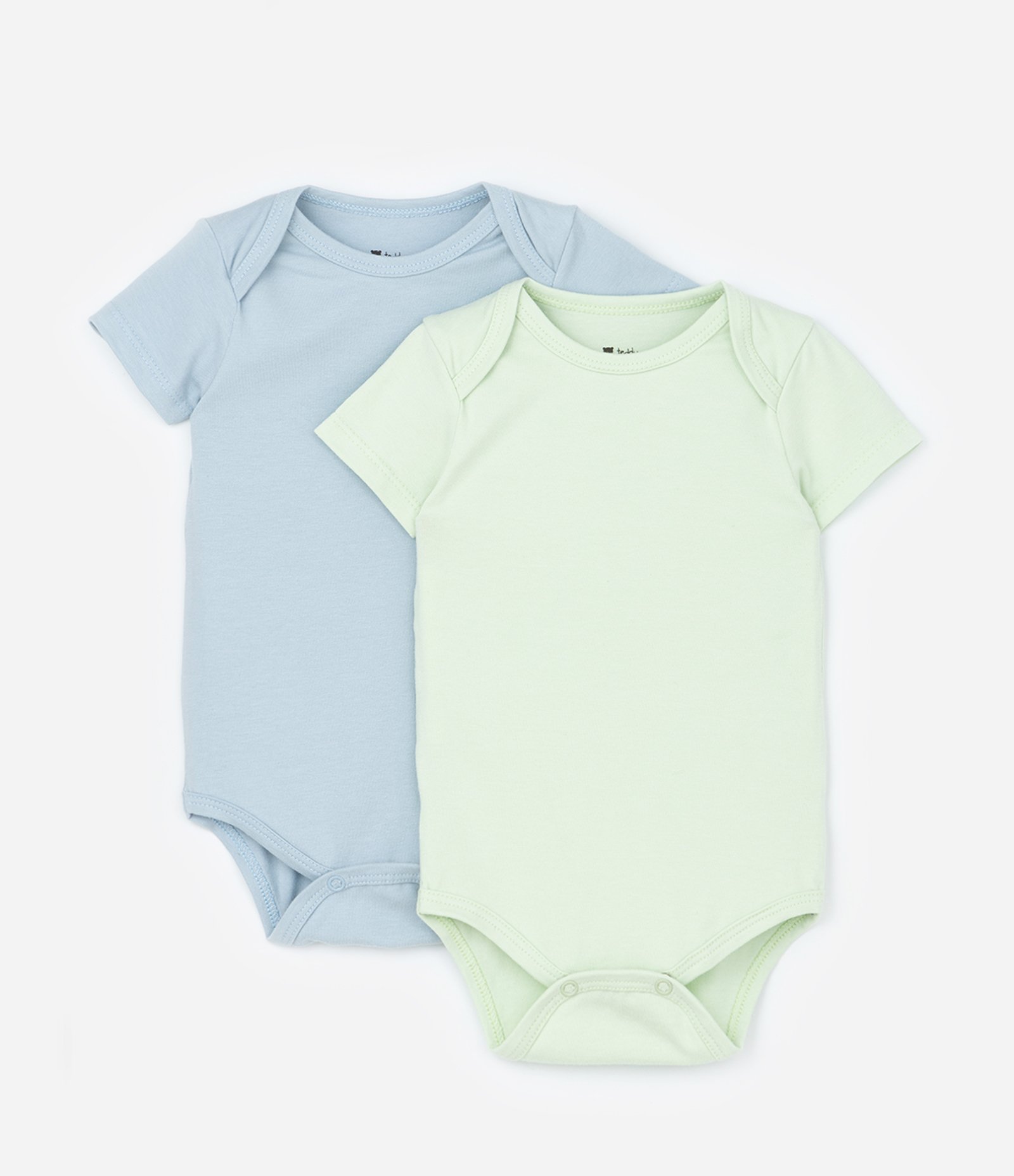 Kit 02 Bodies Infantis em Cotton Básicos - Tam RN a 18 meses Azul/Verde 1