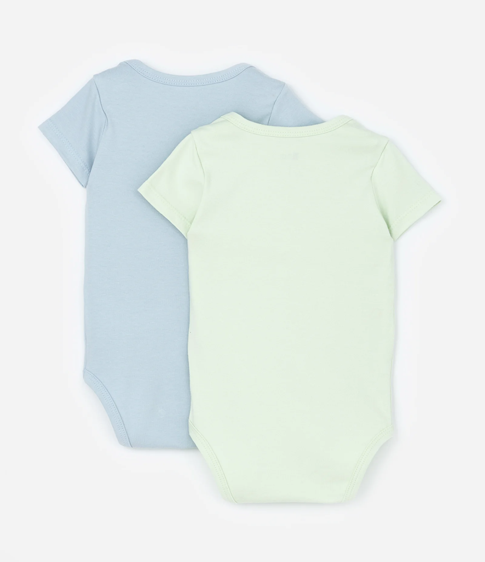 Kit 02 Bodies Infantis em Cotton Básicos - Tam RN a 18 meses Azul/Verde 2