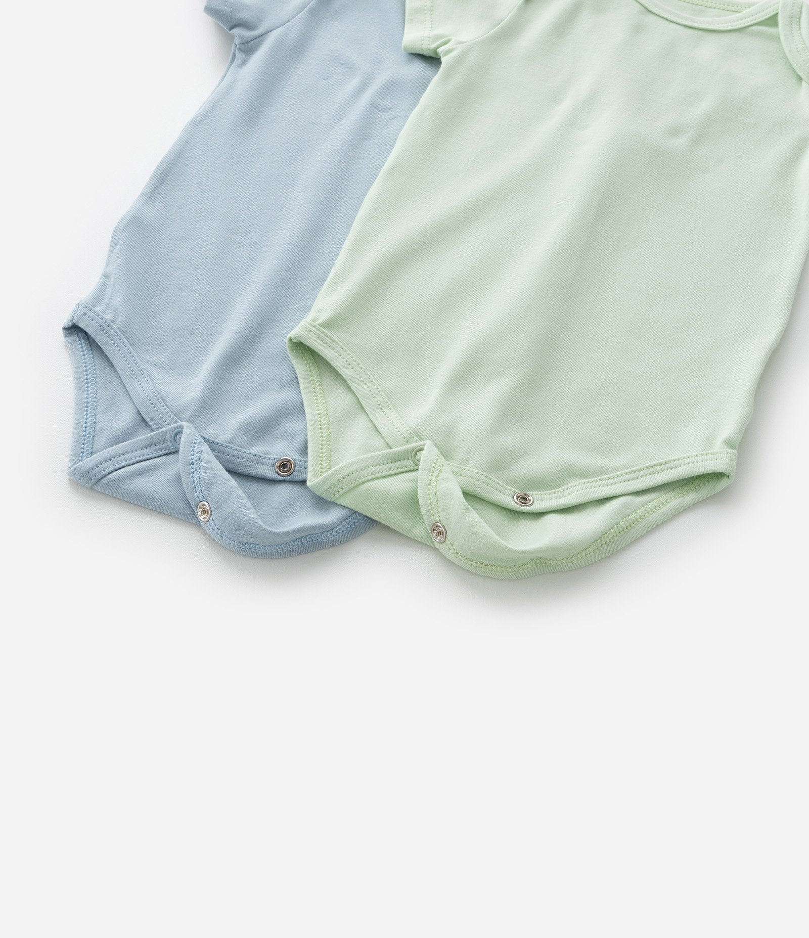 Kit 02 Bodies Infantis em Cotton Básicos - Tam RN a 18 meses Azul/Verde 6