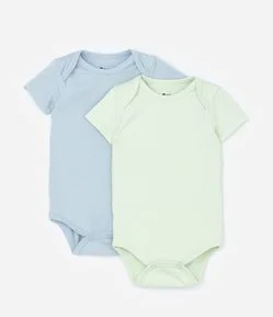 Kit 02 Bodies Infantis em Cotton Básicos - Tam RN a 18 meses