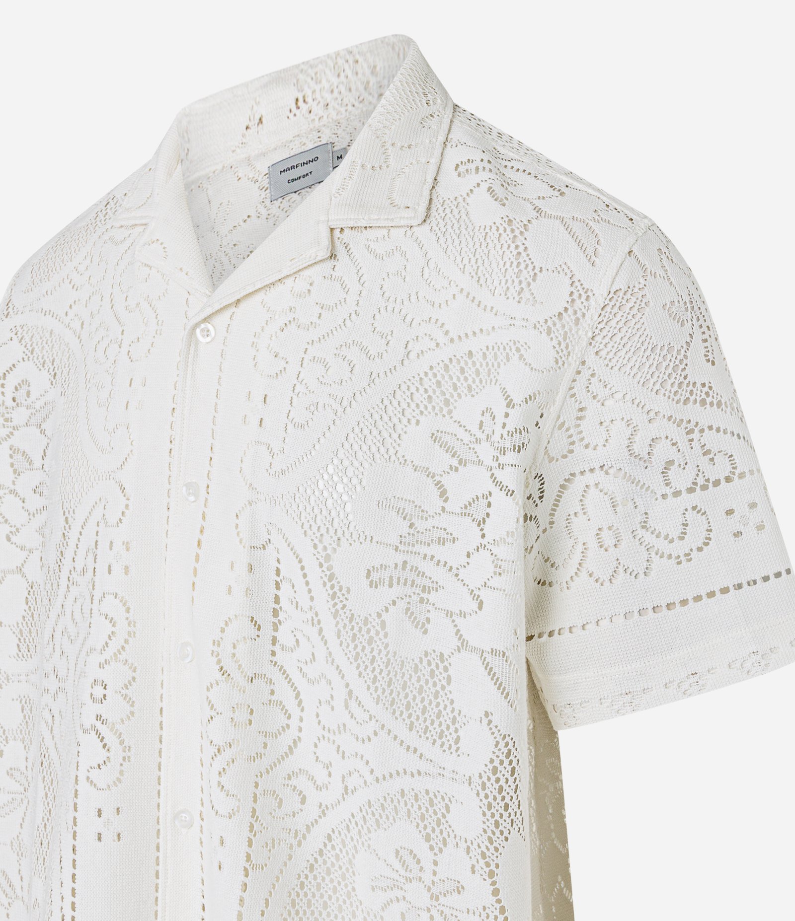 Camisa Comfort com Textura Floral Telada Branco 2