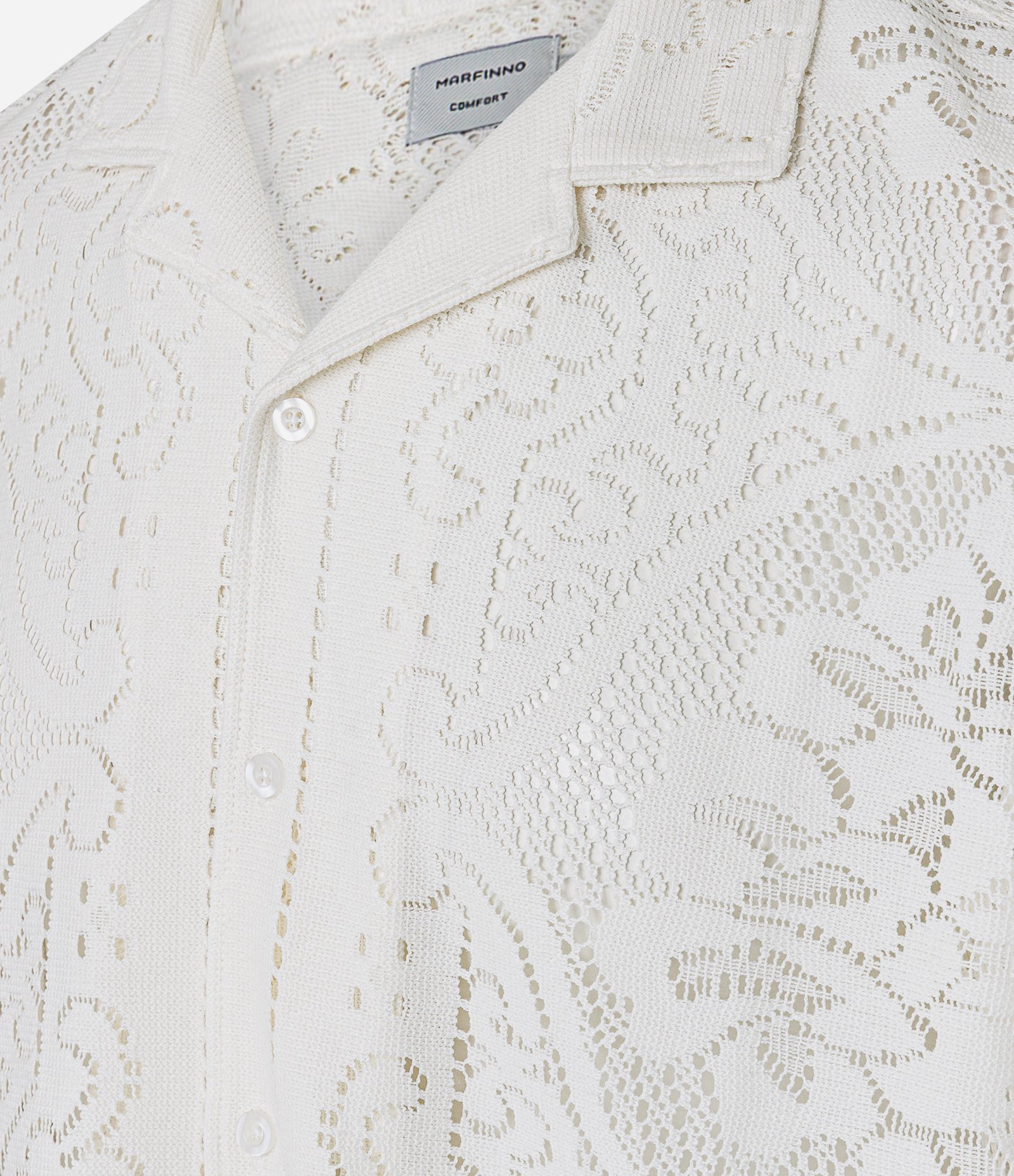 Camisa Comfort com Textura Floral Telada Branco 3