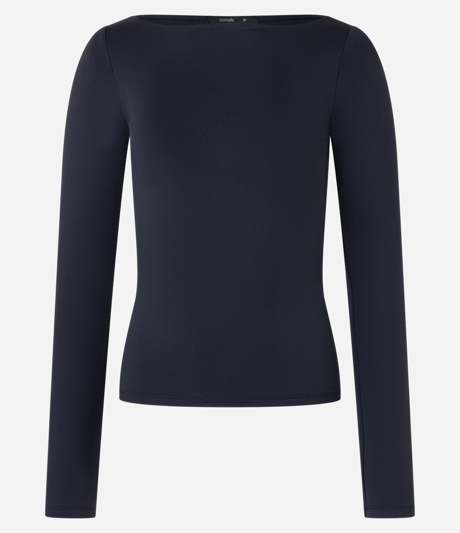 Blusa Regular em Poliamida com Decote Canoa Preto 7