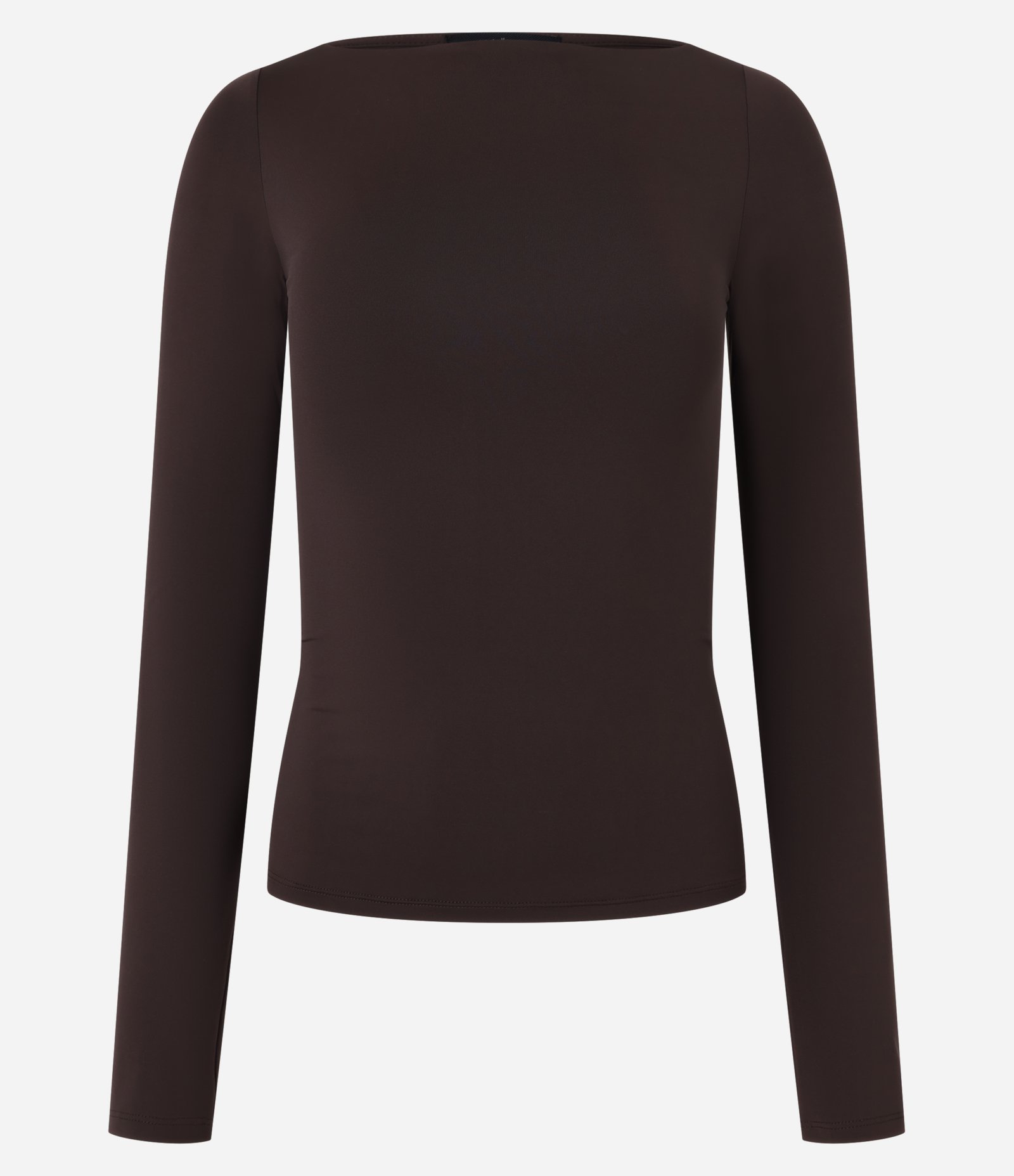 Blusa Regular em Poliamida com Decote Canoa Marrom 5