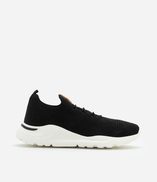Tênis Esportivo Knit em Jacquard com Cadarço Elástico e Texturizado