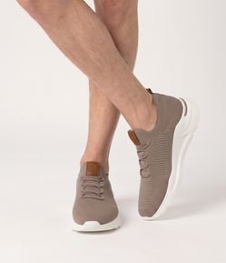 Tênis Esportivo Knit em Jacquard com Cadarço Elástico e Texturizado