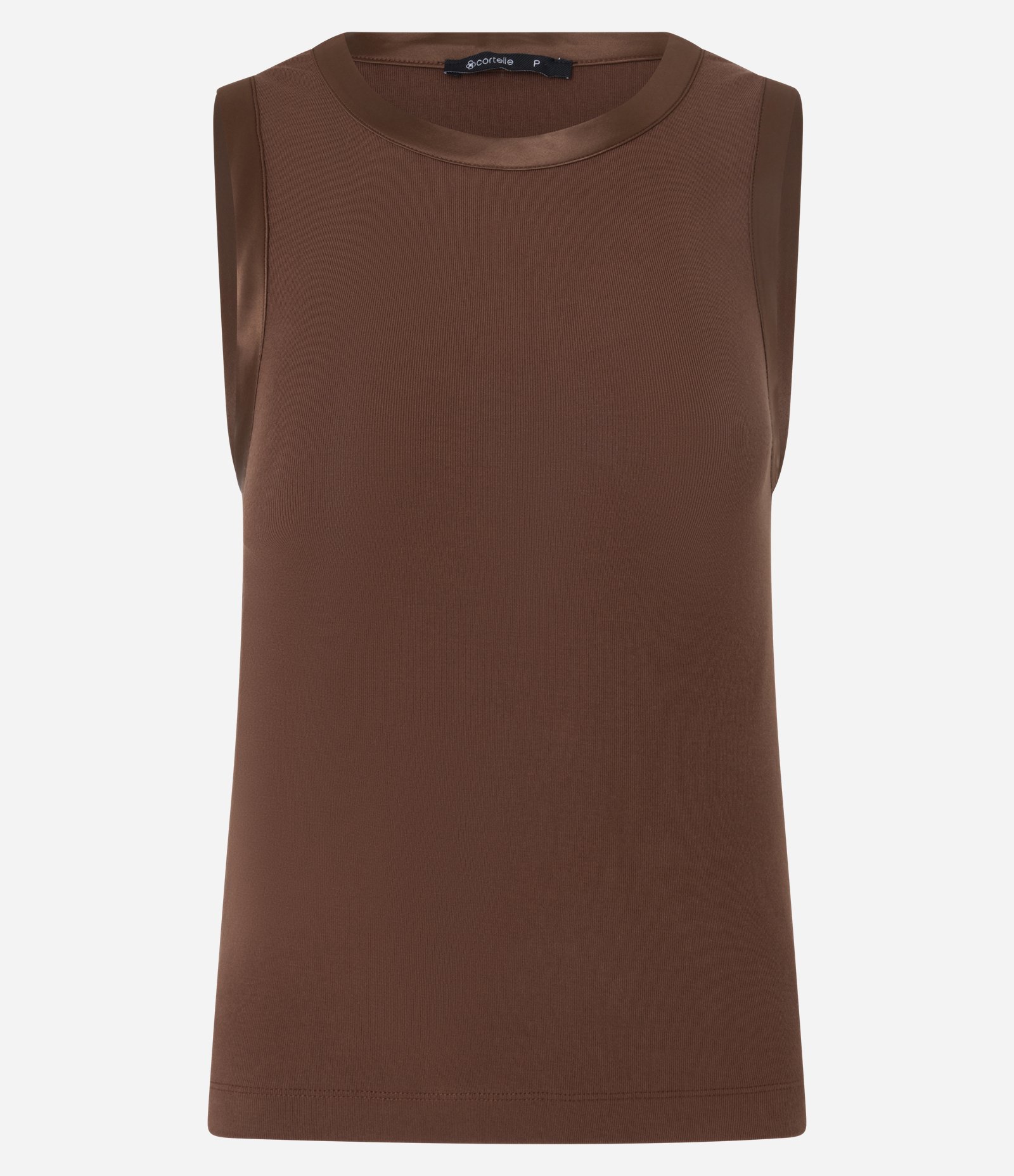 Blusa em Viscose com Cava Acetinada Marrom 5