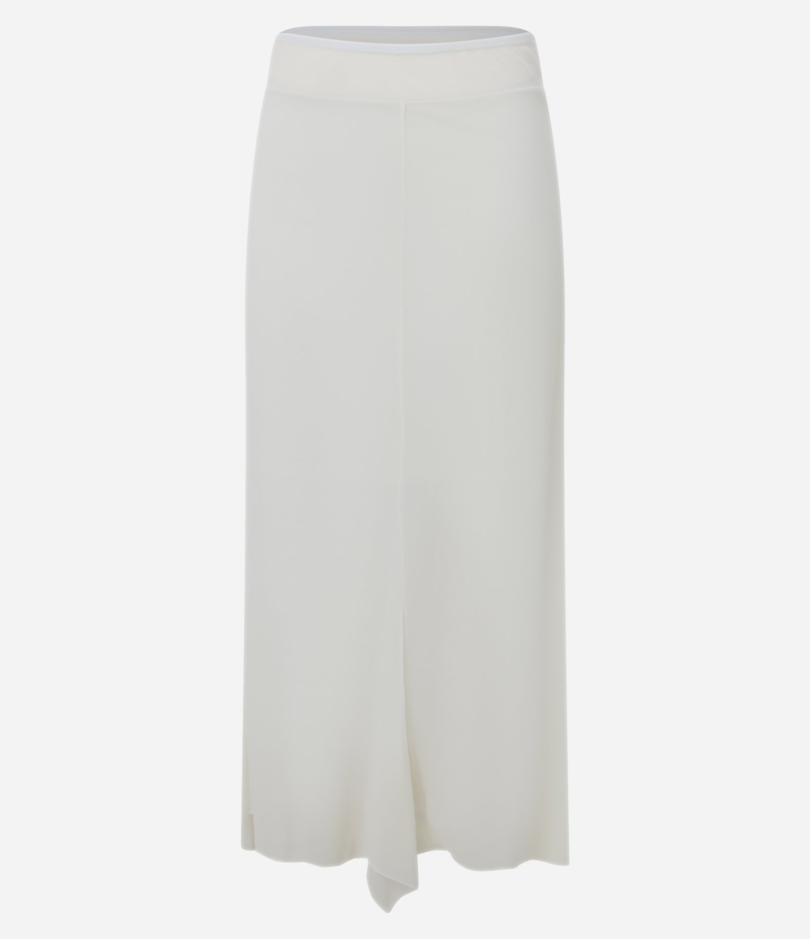 Saia Midi em Crepe com Barra de Efeito Babado Off White 7