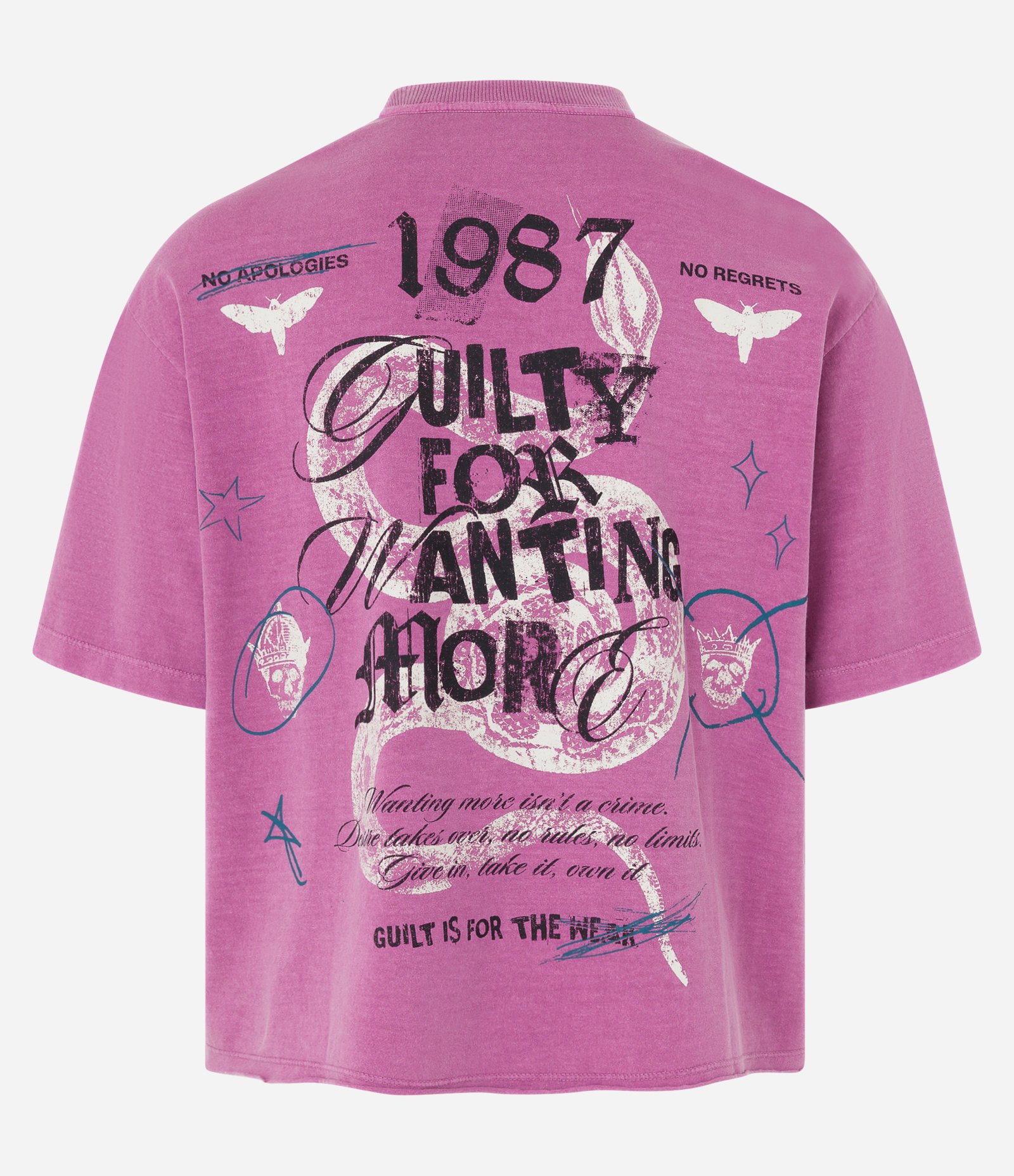 Camiseta Boxy em Algodão com Estampa Lettering Estonada Rosa 7