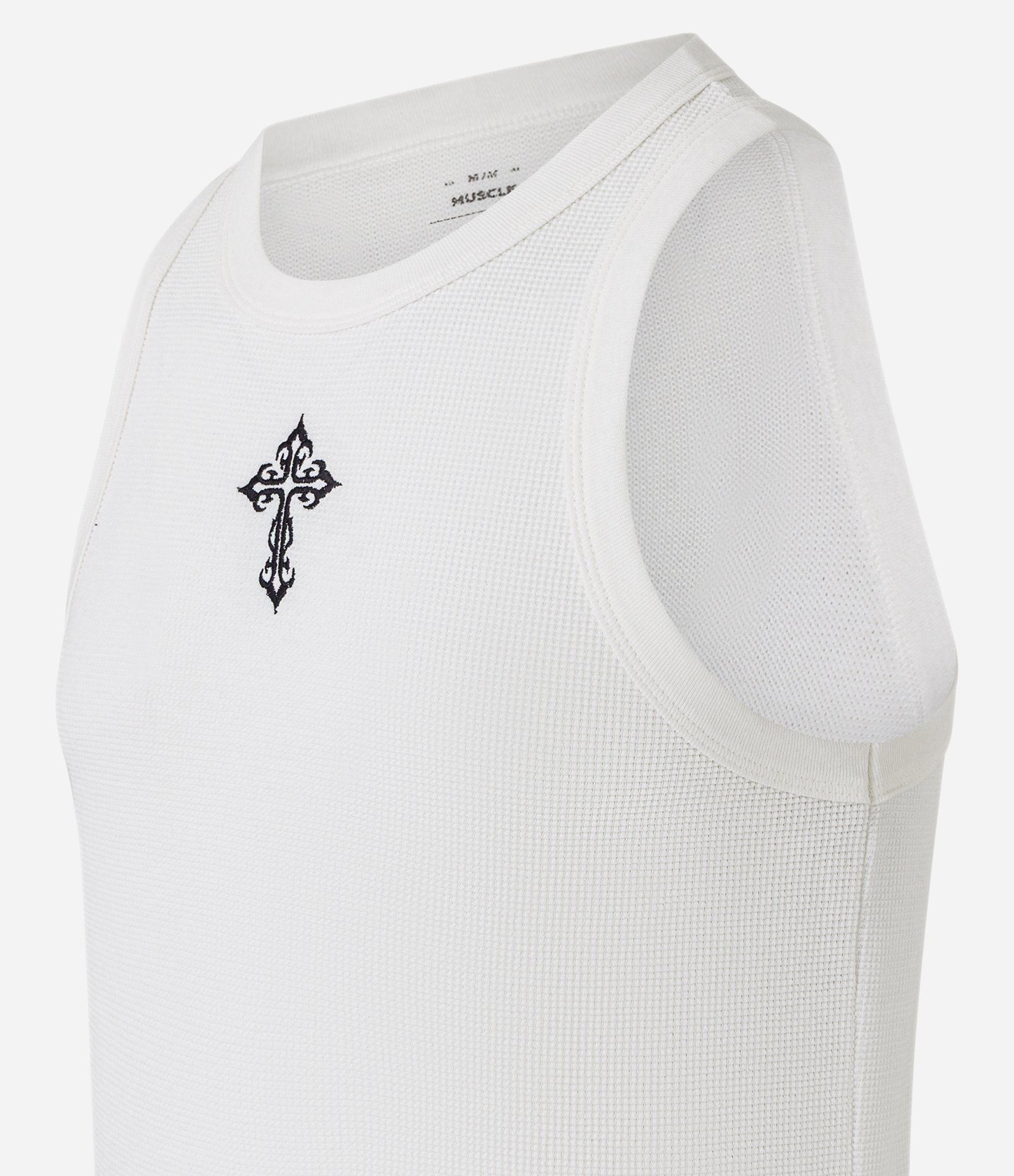 Regata Muscle em Algodão com Bordado de Cruz Texturizada Branco 7