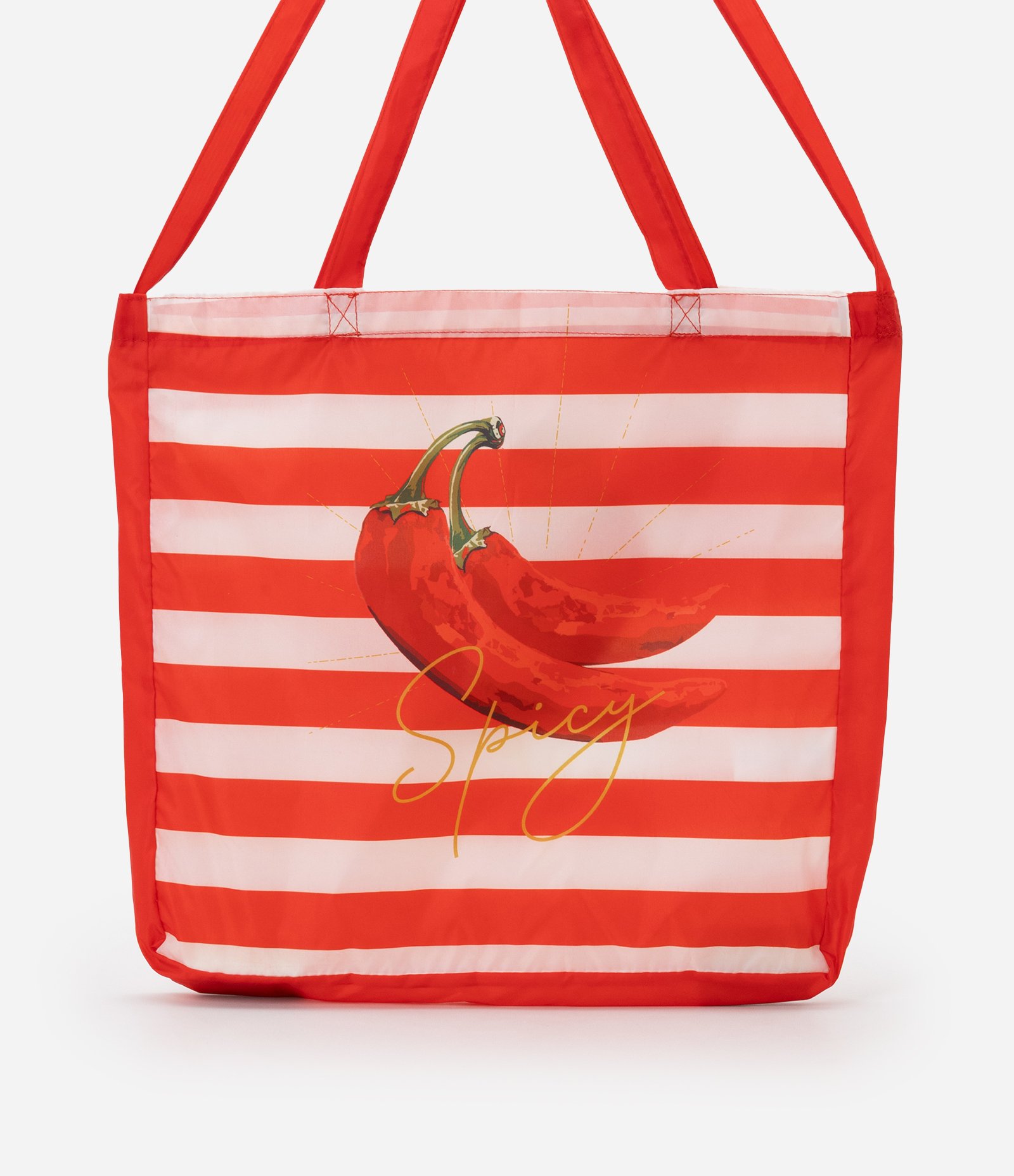 Sacola Dobrável com Listras e Pimentinhas Vermelho 3