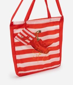 Sacola Dobrável com Listras e Pimentinhas