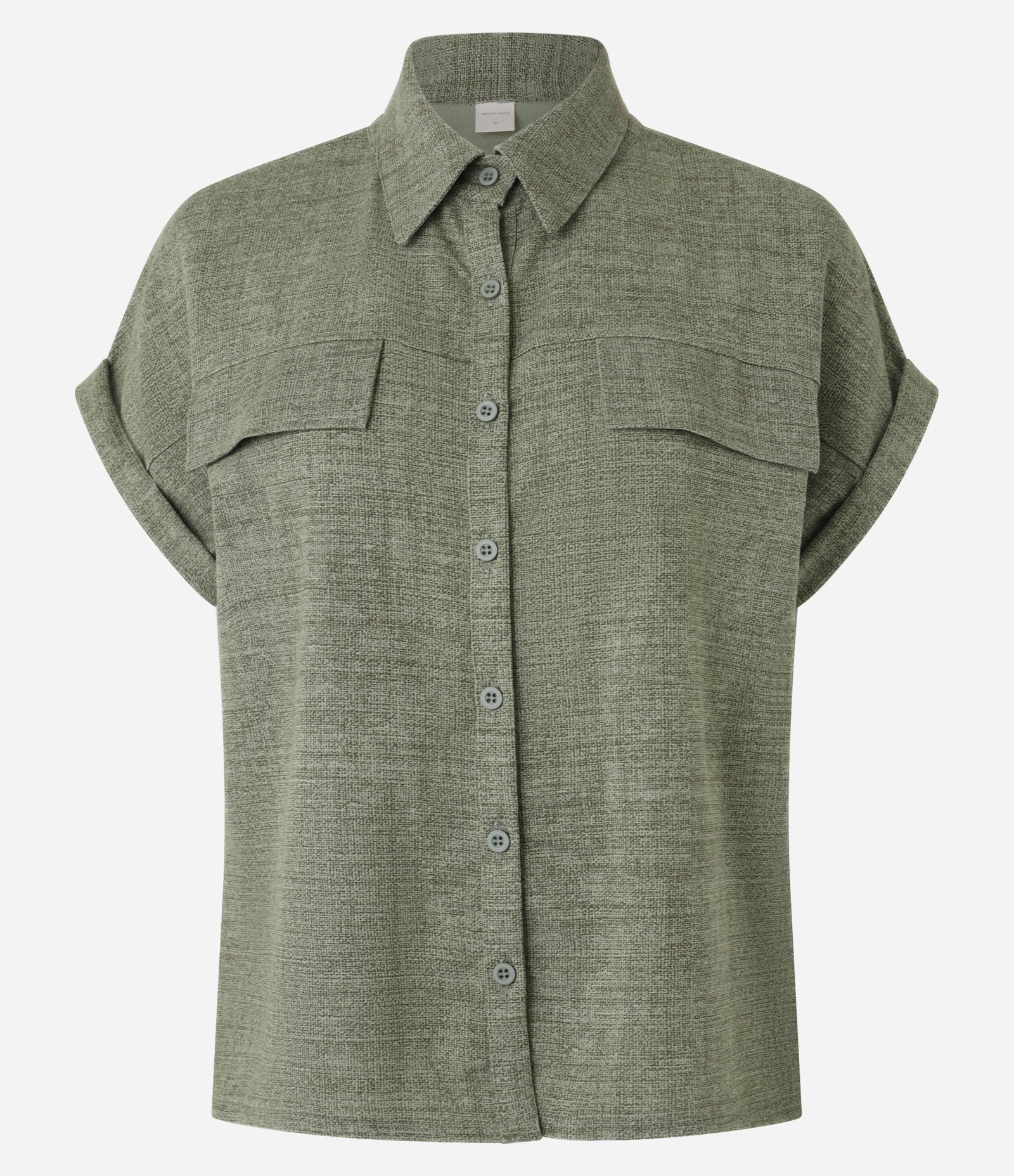 Camisa em Piquet com Lapelas e Dobra na Manga Curta Verde 6
