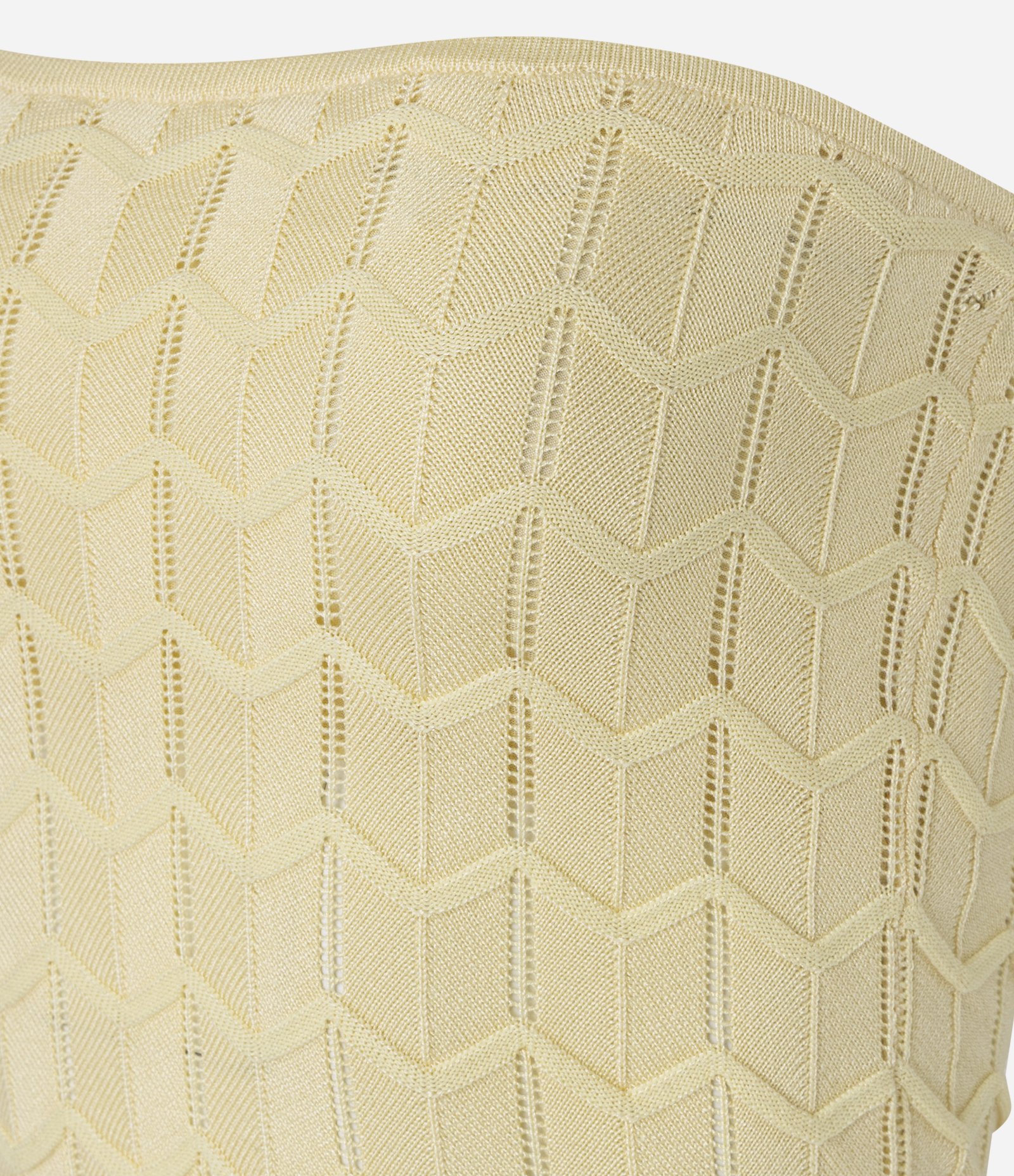 Blusa Cropped em Tricô com Ponto Diferenciado Amarelo 2