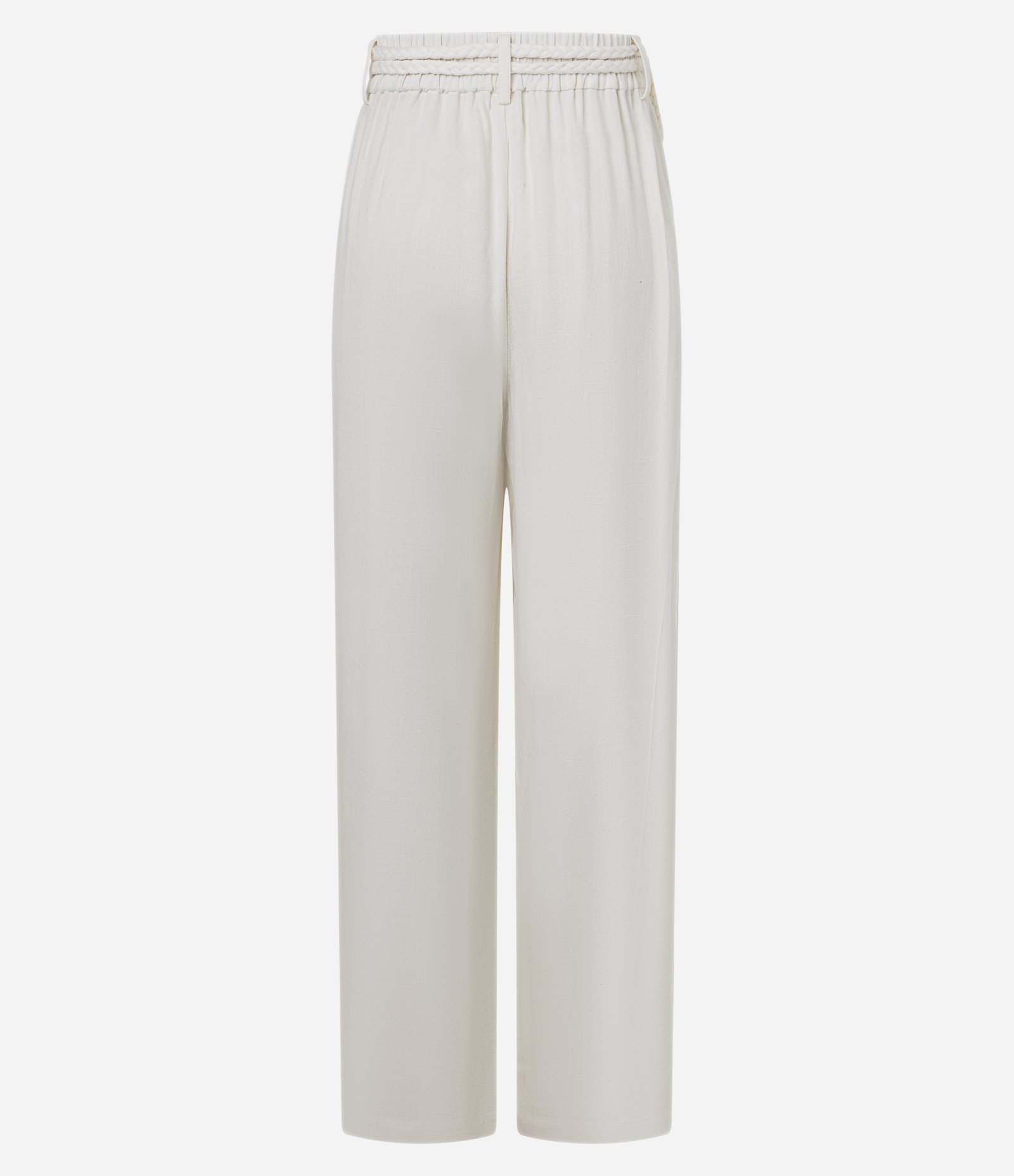 Calça Wide Leg em Viscolinho com Pregas e Cinto Corda Off White 6