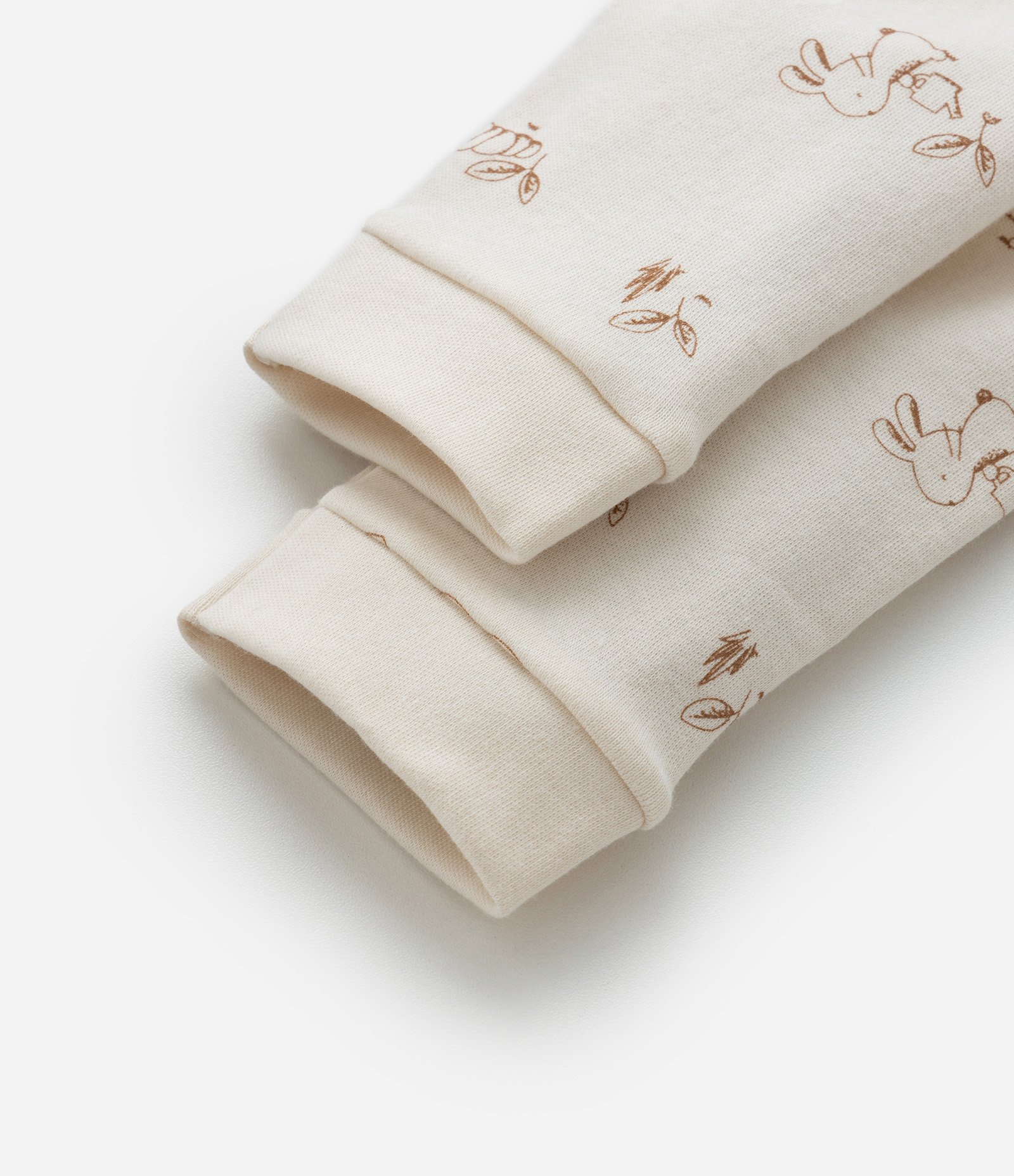 Conjunto Body e Calça em Suedine Estampa Bichinhos - Tam RN a 18 meses Bege 10