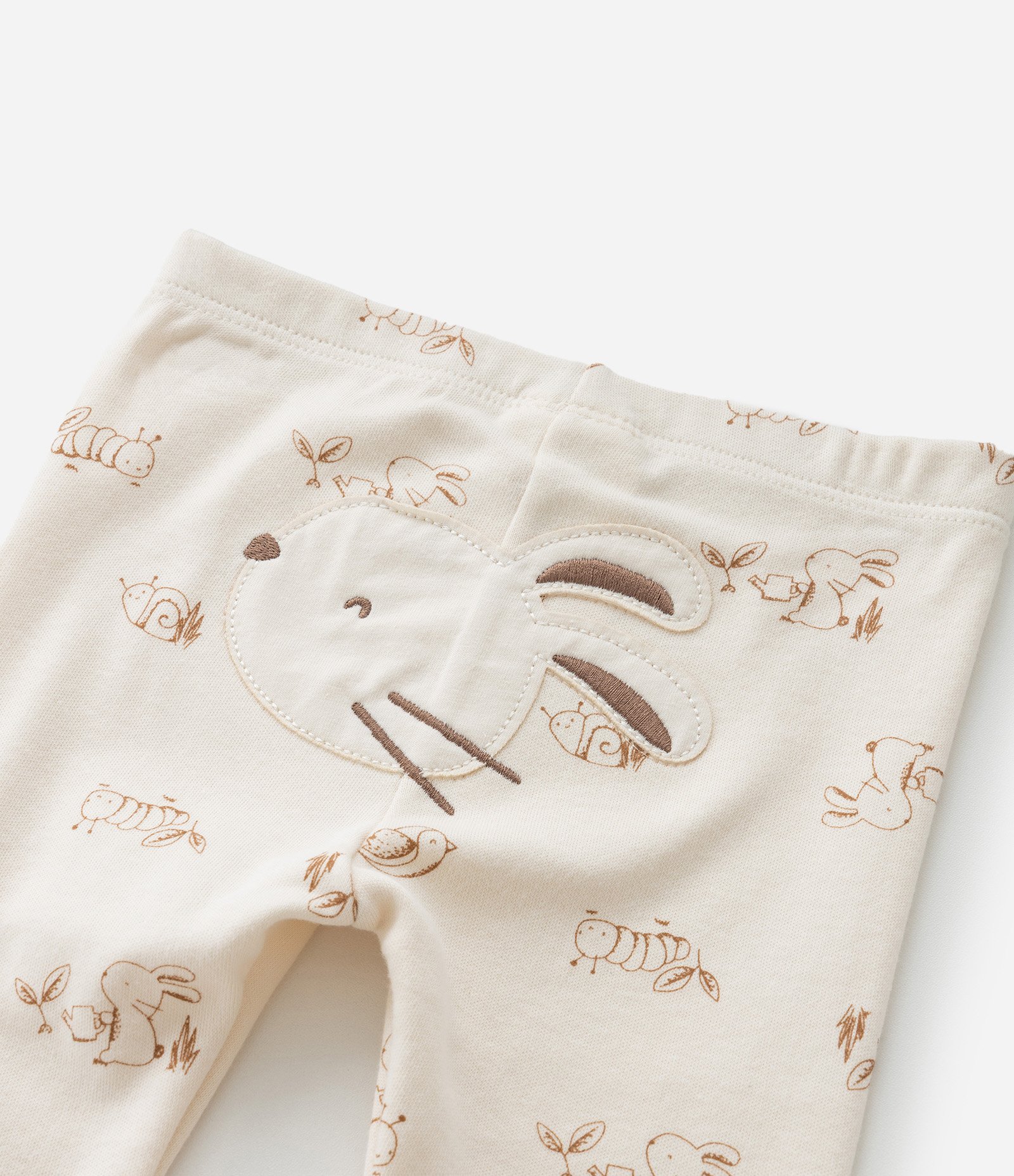 Conjunto Body e Calça em Suedine Estampa Bichinhos - Tam RN a 18 meses Bege 12
