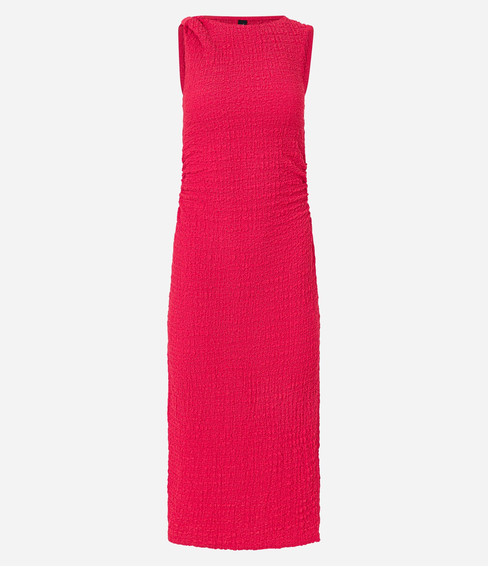 Vestido Longo Texturizado com Franzido Lateral e Nó na Alça Vermelho 6