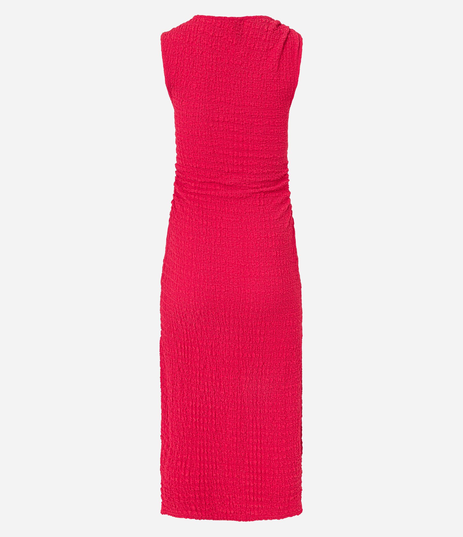Vestido Longo Texturizado com Franzido Lateral e Nó na Alça Vermelho 8