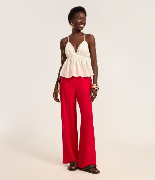 Calça Wide Leg Alfaiatada com Cintura Alta e Zíper Lateral