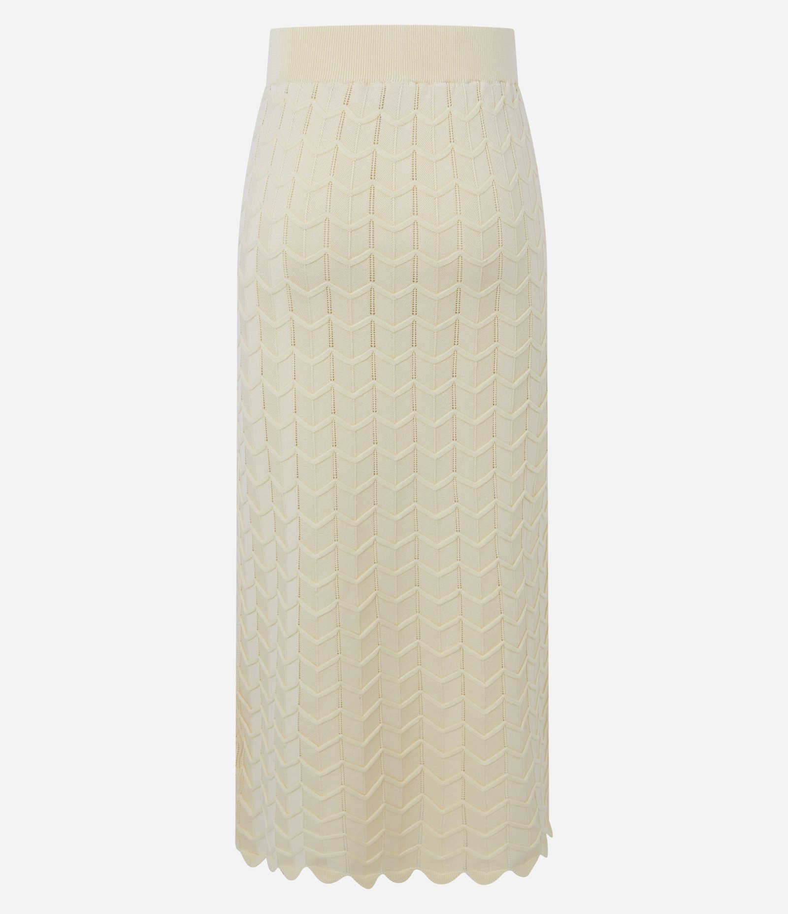 Saia Long Midi em Tricô Liso com Ponto Diferenciado Bege 3