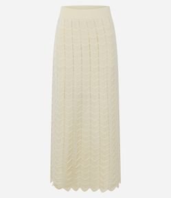 Saia Long Midi em Tricô Liso com Ponto Diferenciado