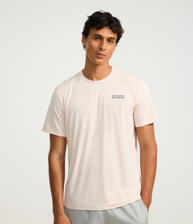 Camiseta Regular em Poliamida com Tecnologia Dry e Estampa Lettering Seeking My Highs