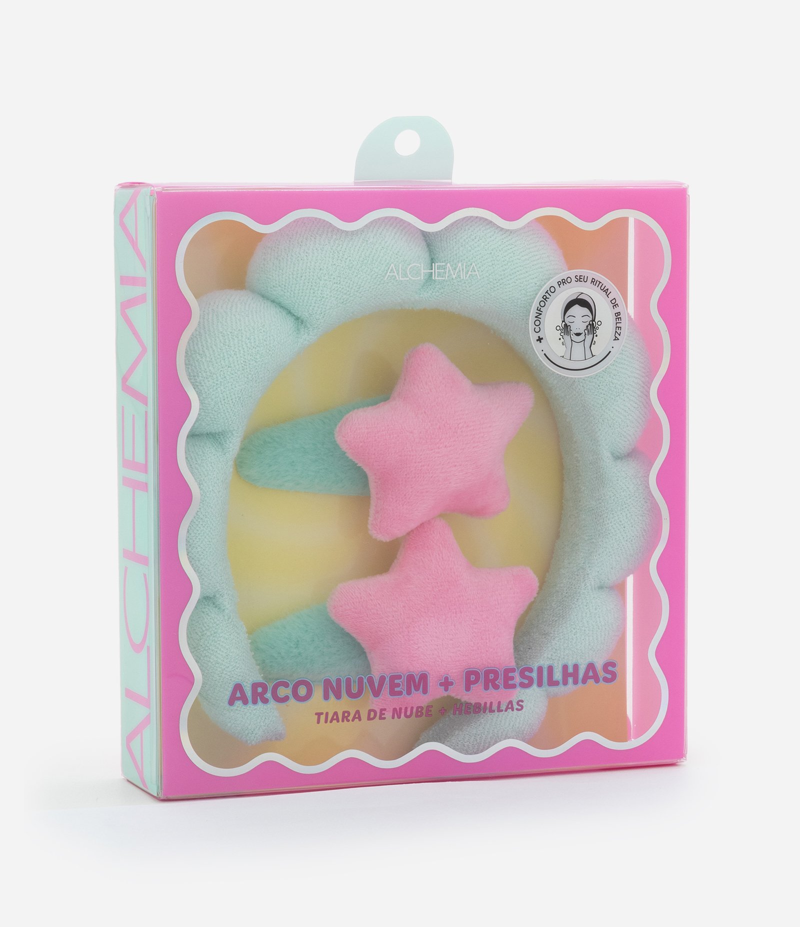 Kit Tiara Puff Rosa + Presilhas de Estrelas Alchemia U 5